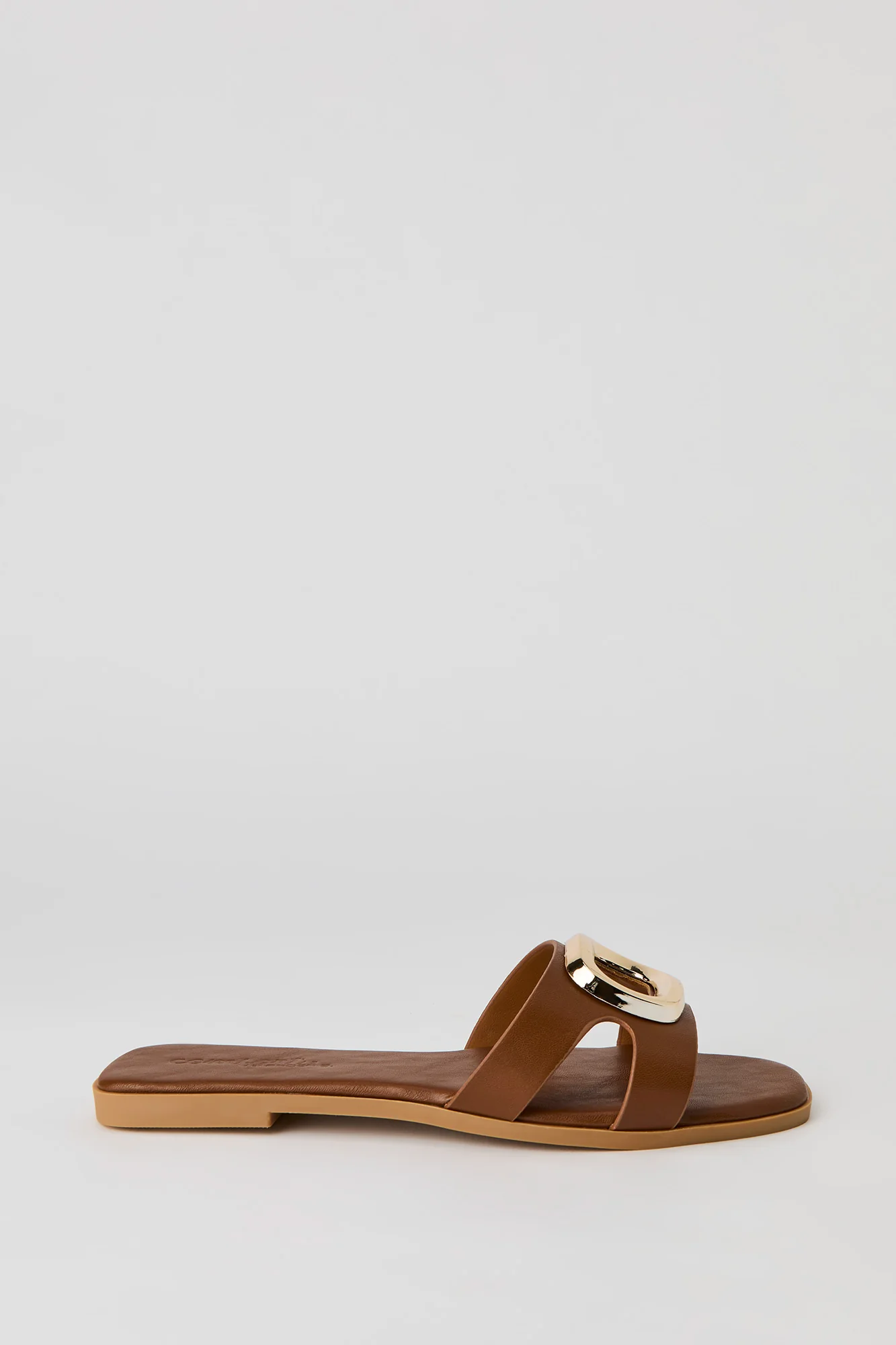 Metal Square Faux Leather Sandal