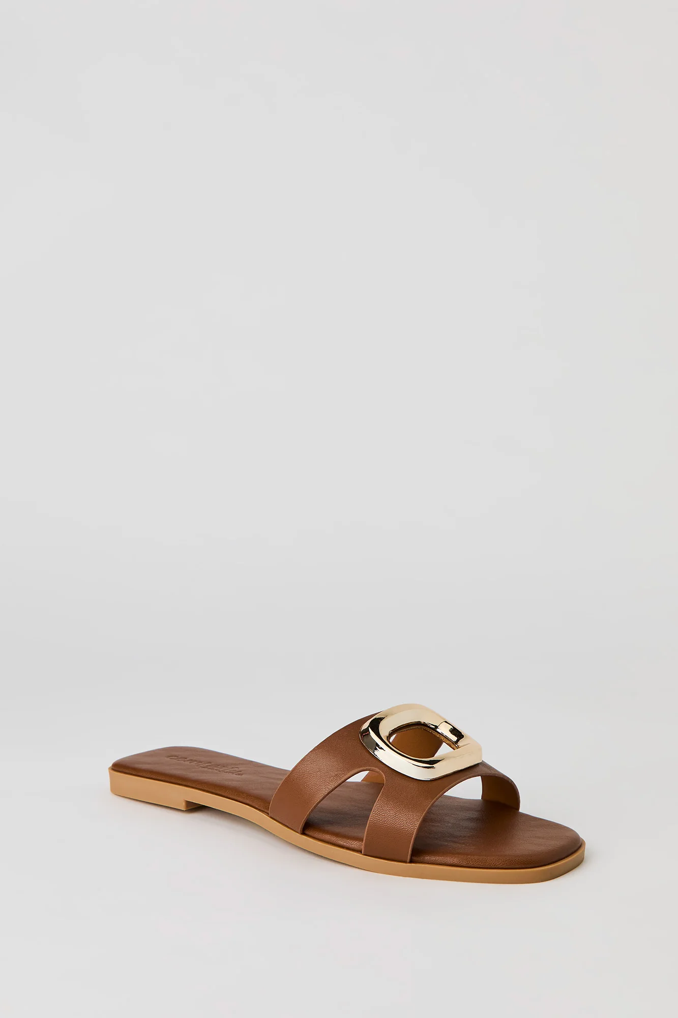 Metal Square Faux Leather Sandal - Image 2