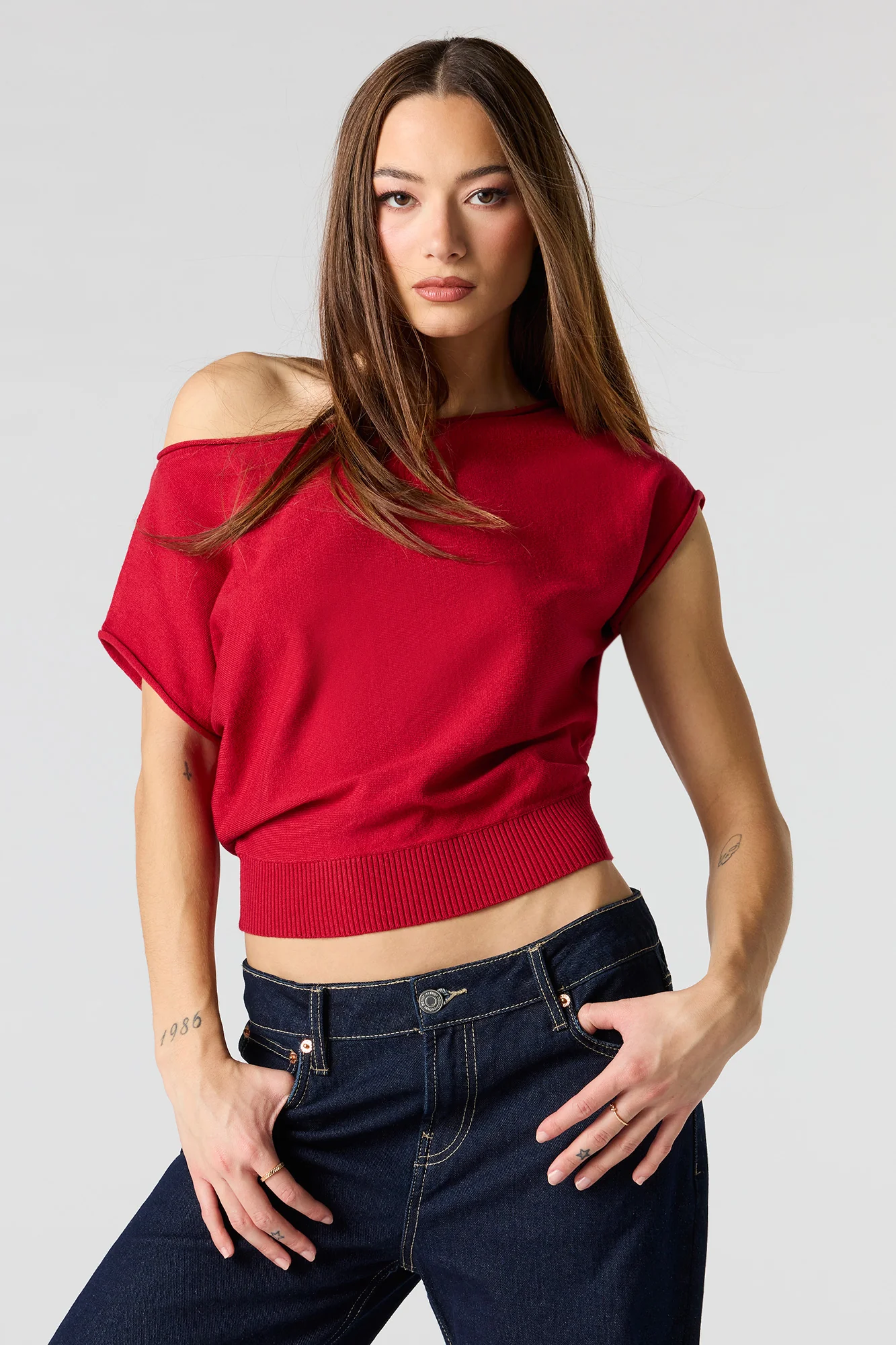 Dolman Short Sleeve Knit Top - Image 14