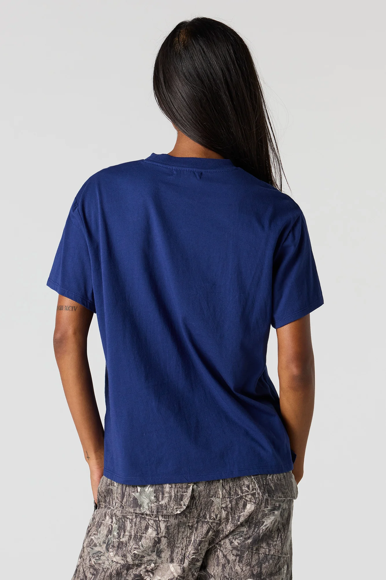 Flocked Print Boxy Boyfriend T-Shirt - Image 2