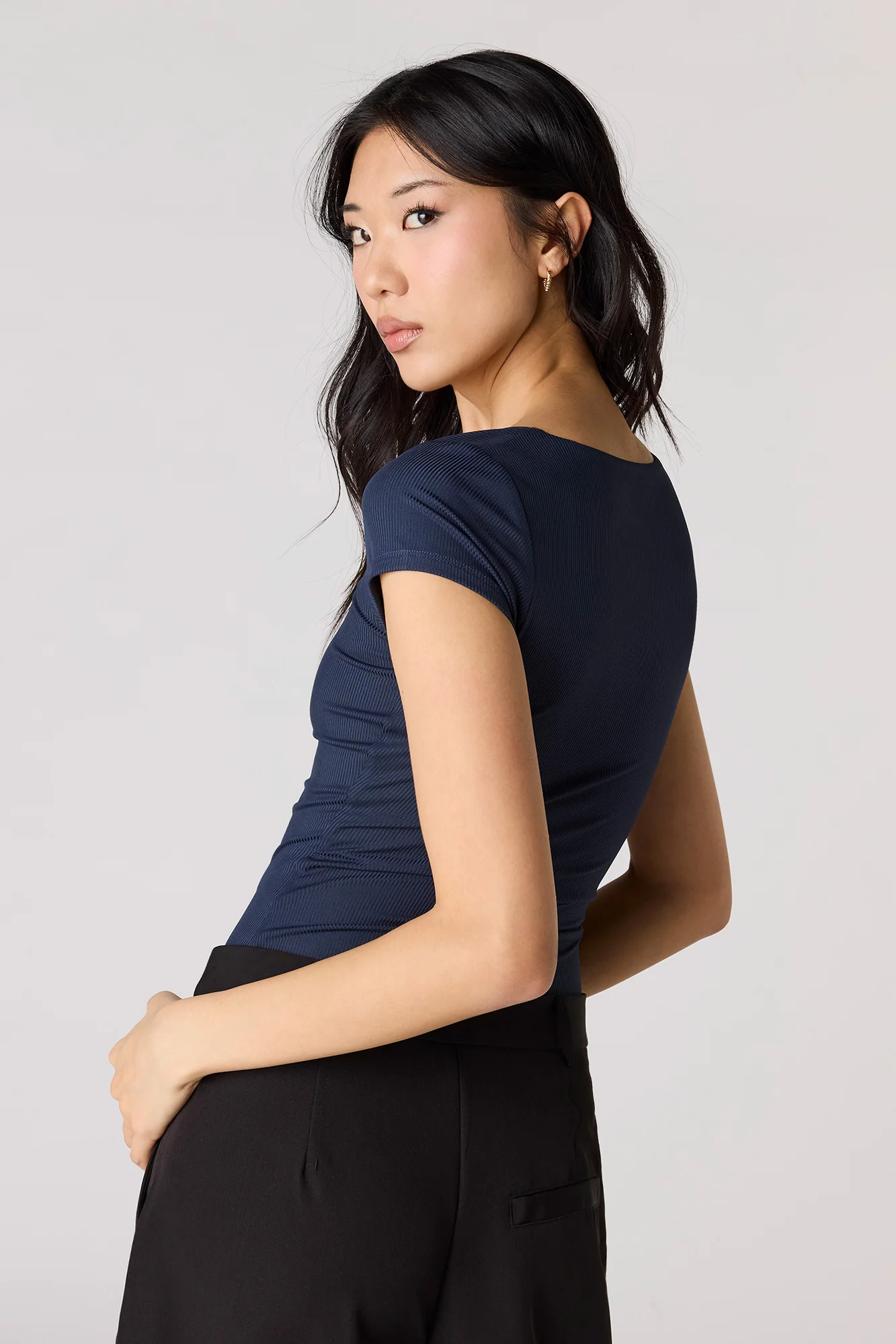 Contour Ribbed Square Neck Short Sleeve Bodysuit - Image 14
