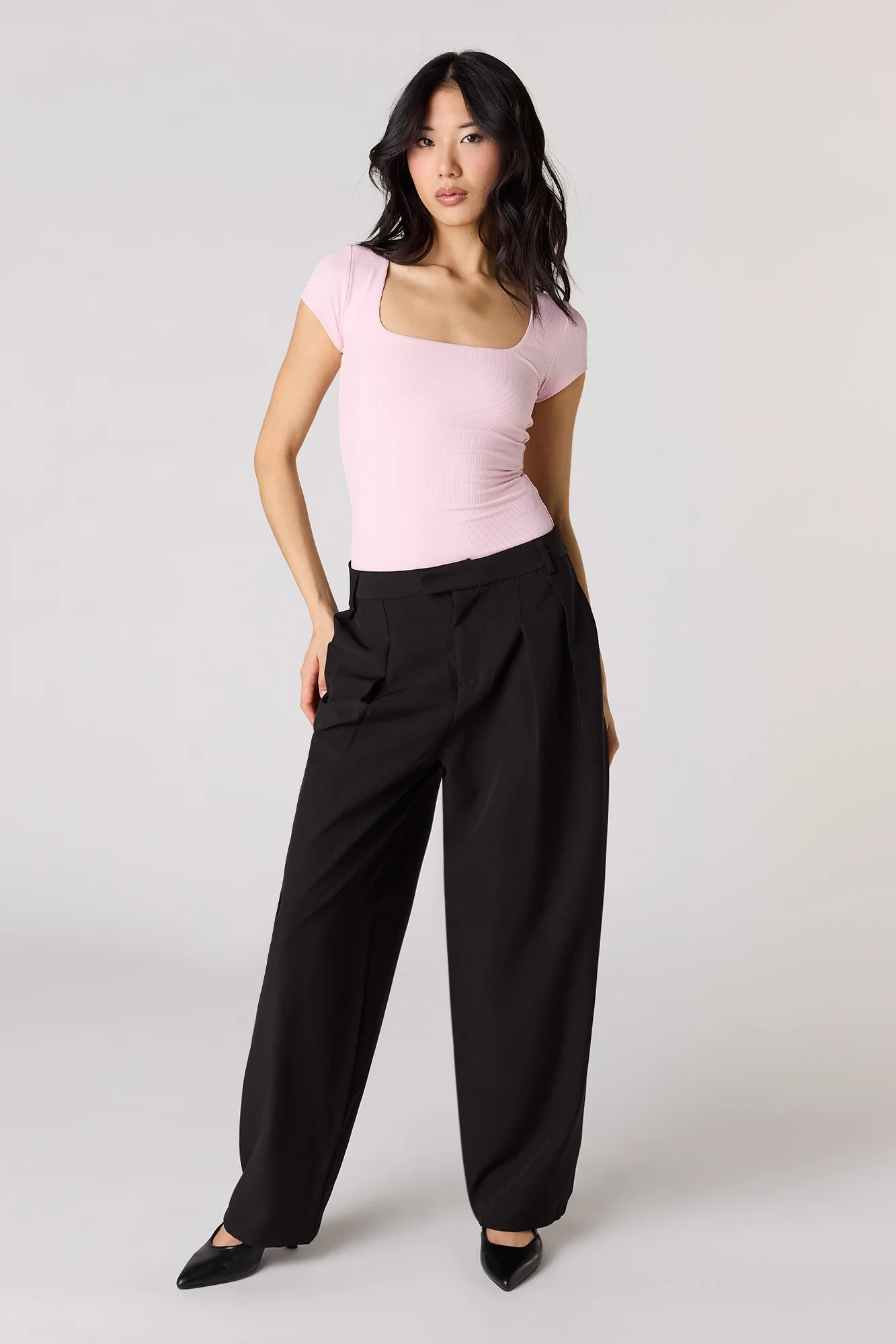Contour Ribbed Square Neck Short Sleeve Bodysuit - Image 19