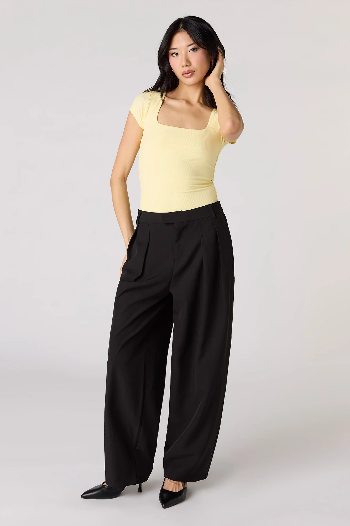 Contour Ribbed Square Neck Short Sleeve Bodysuit - Image 3