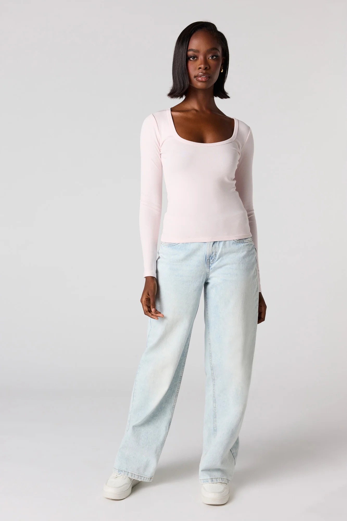 Ribbed Scoop Neck Long Sleeve Top - Image 19