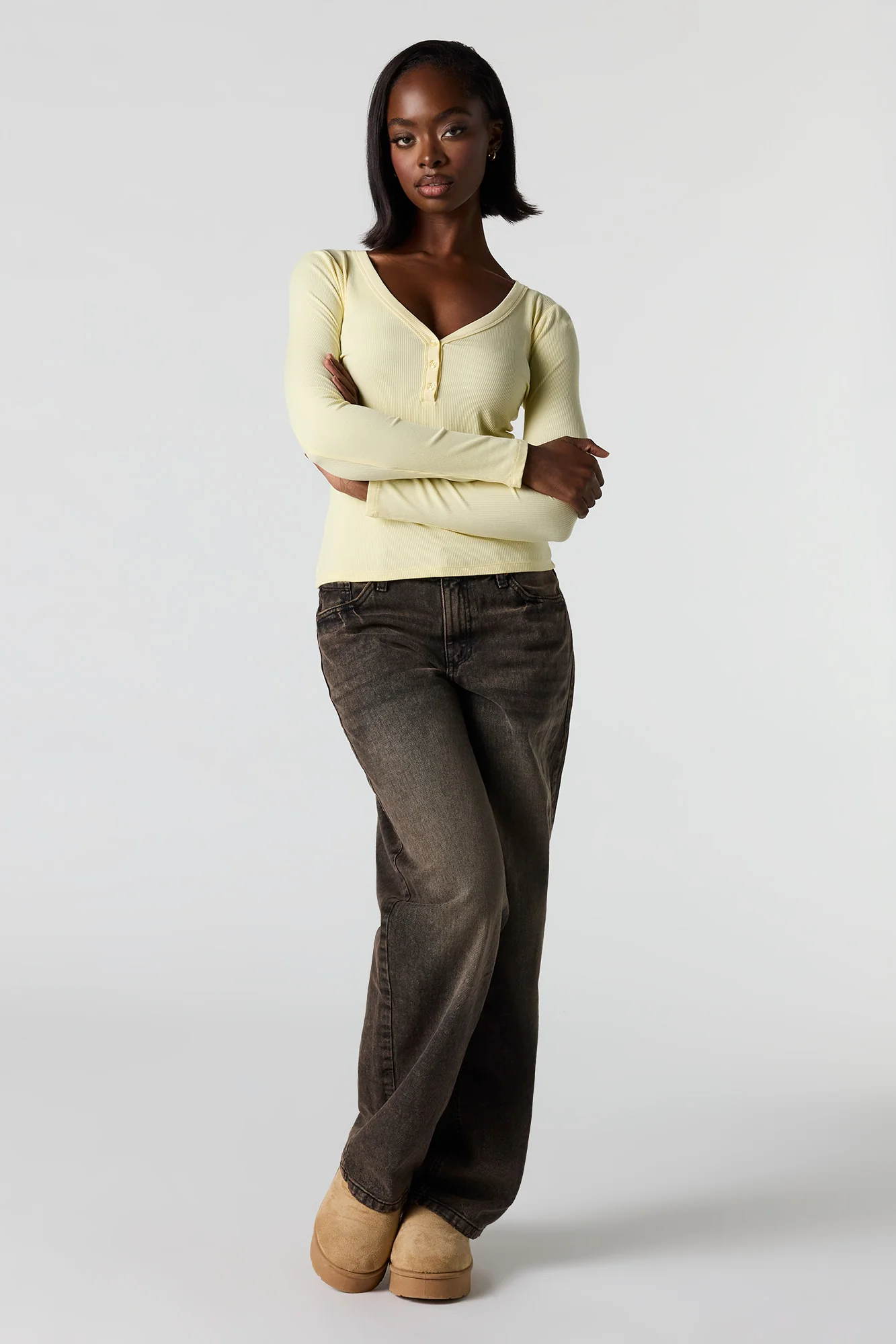 Ribbed Henley Long Sleeve Classic Top - Image 18
