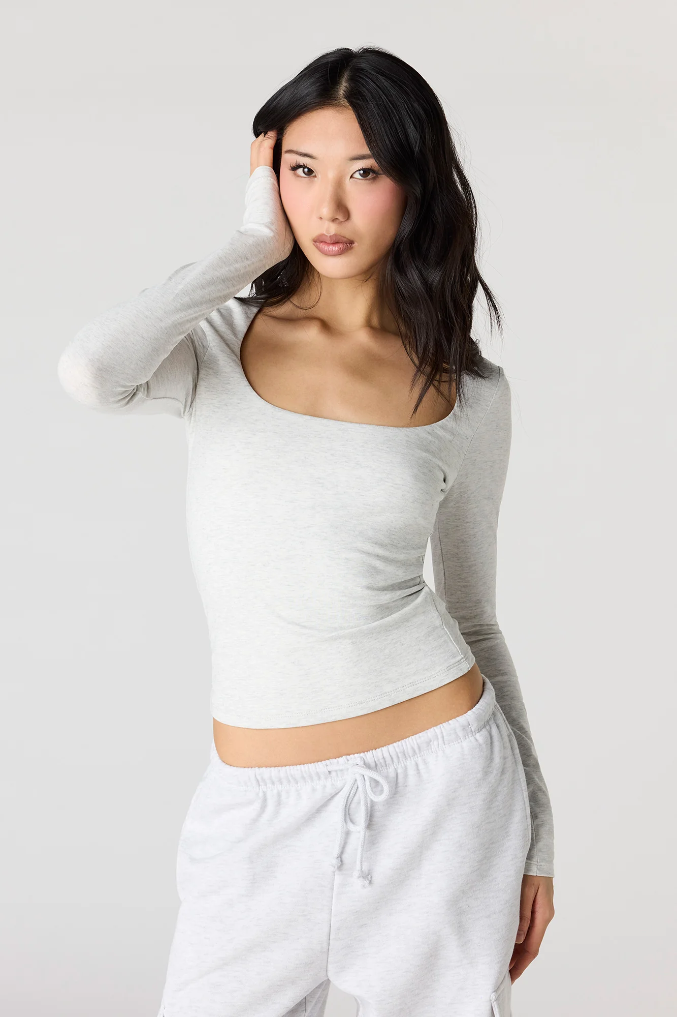 Soft Contour Square Neck Long Sleeve Top - Image 10