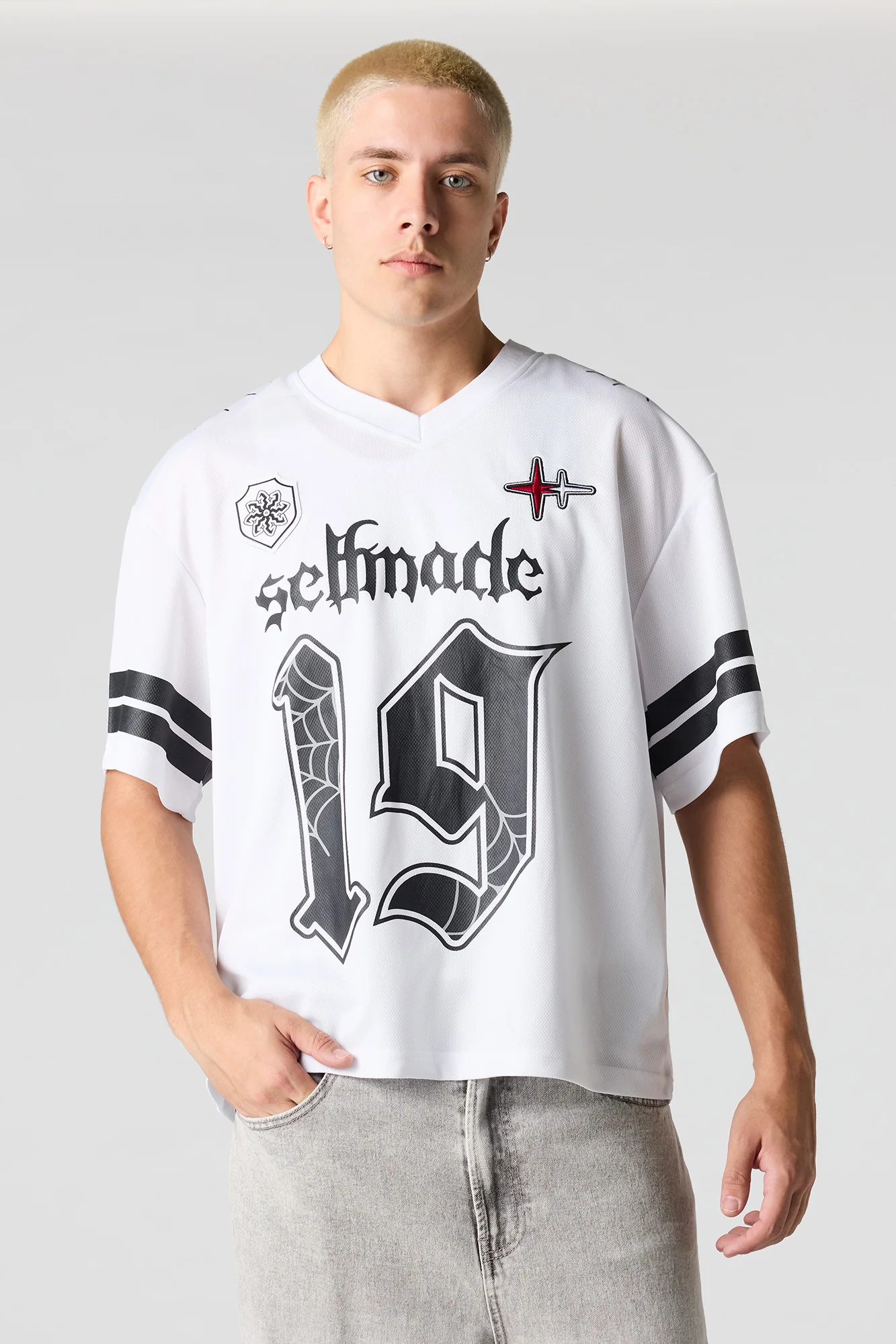 Selfmade Embroidered Graphic Mesh Football Jersey - Image 4