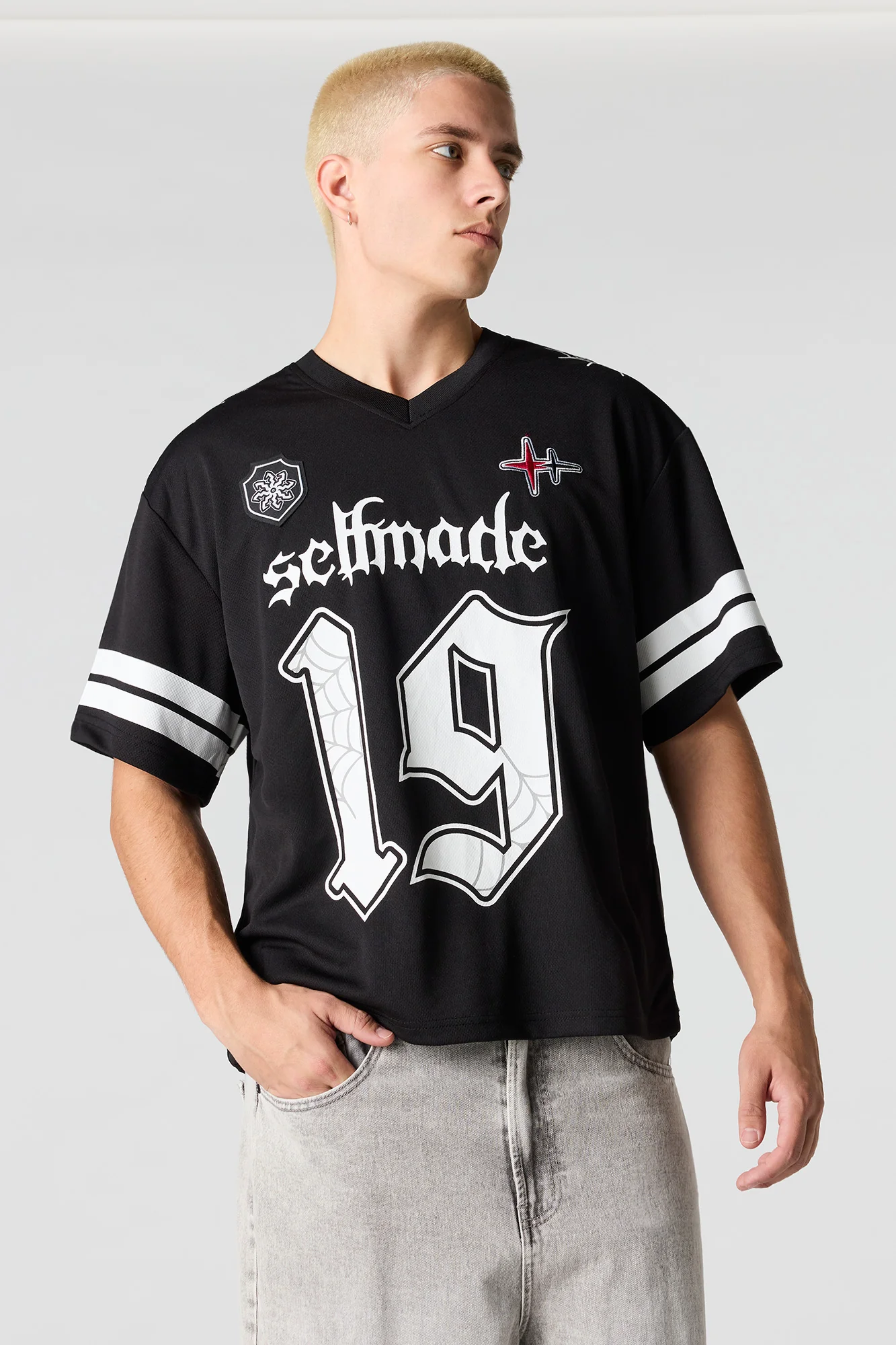 Selfmade Embroidered Graphic Mesh Football Jersey - Image 5