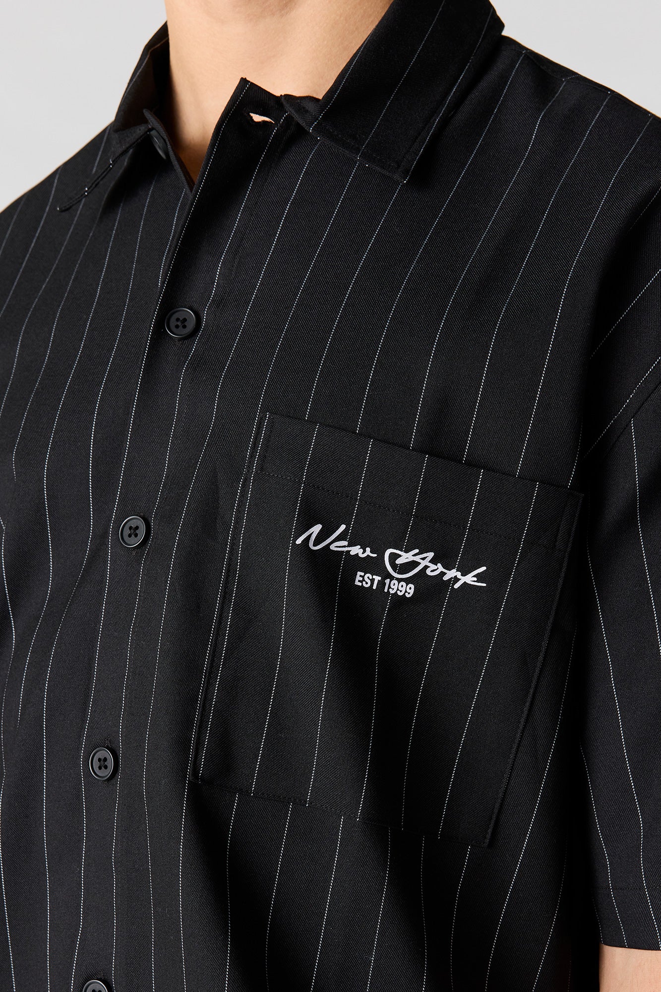 Pinstriped Boxy Button-Up Top - Image 8