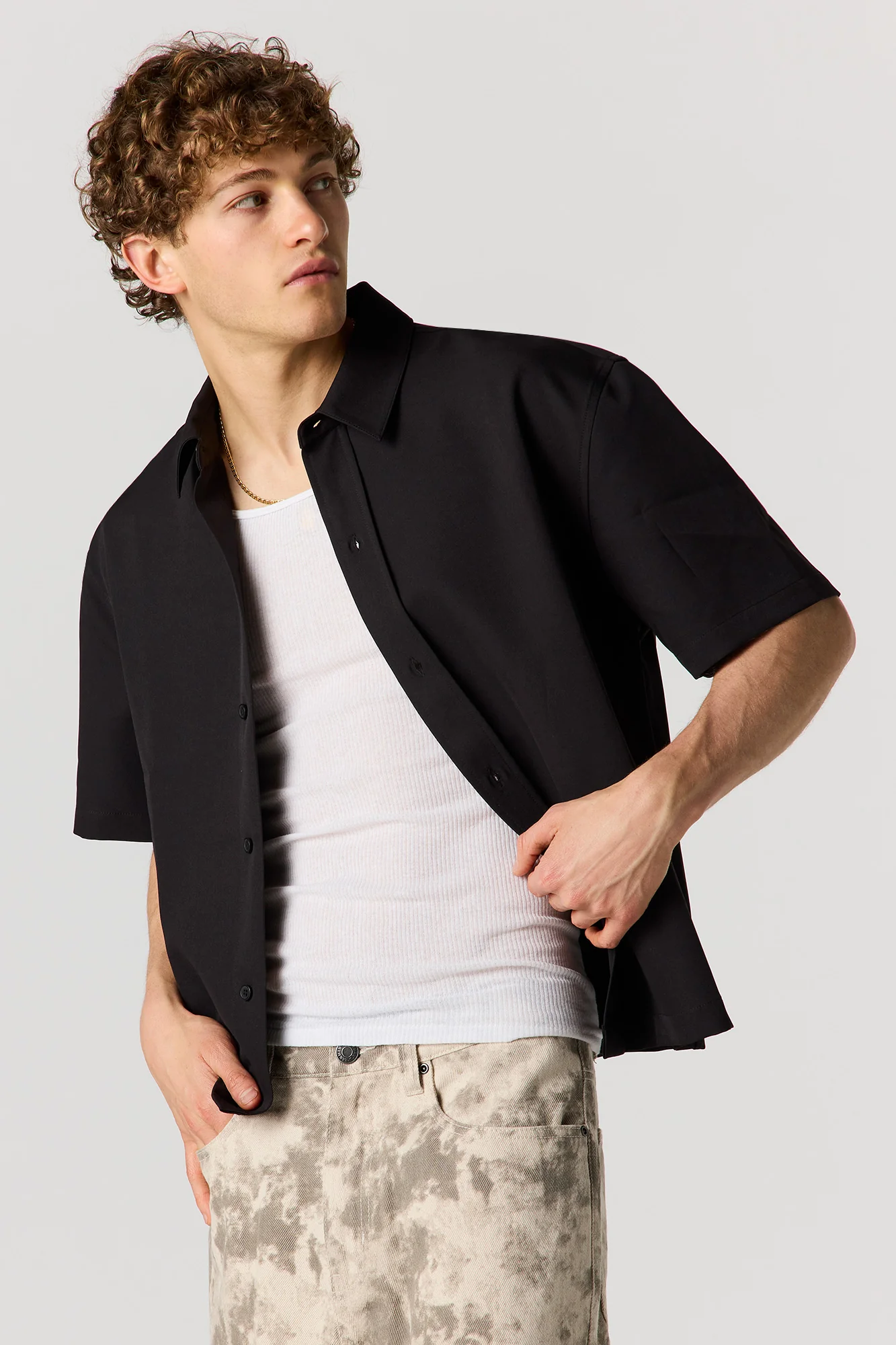 Boxy Button-Up Collared Top - Image 4