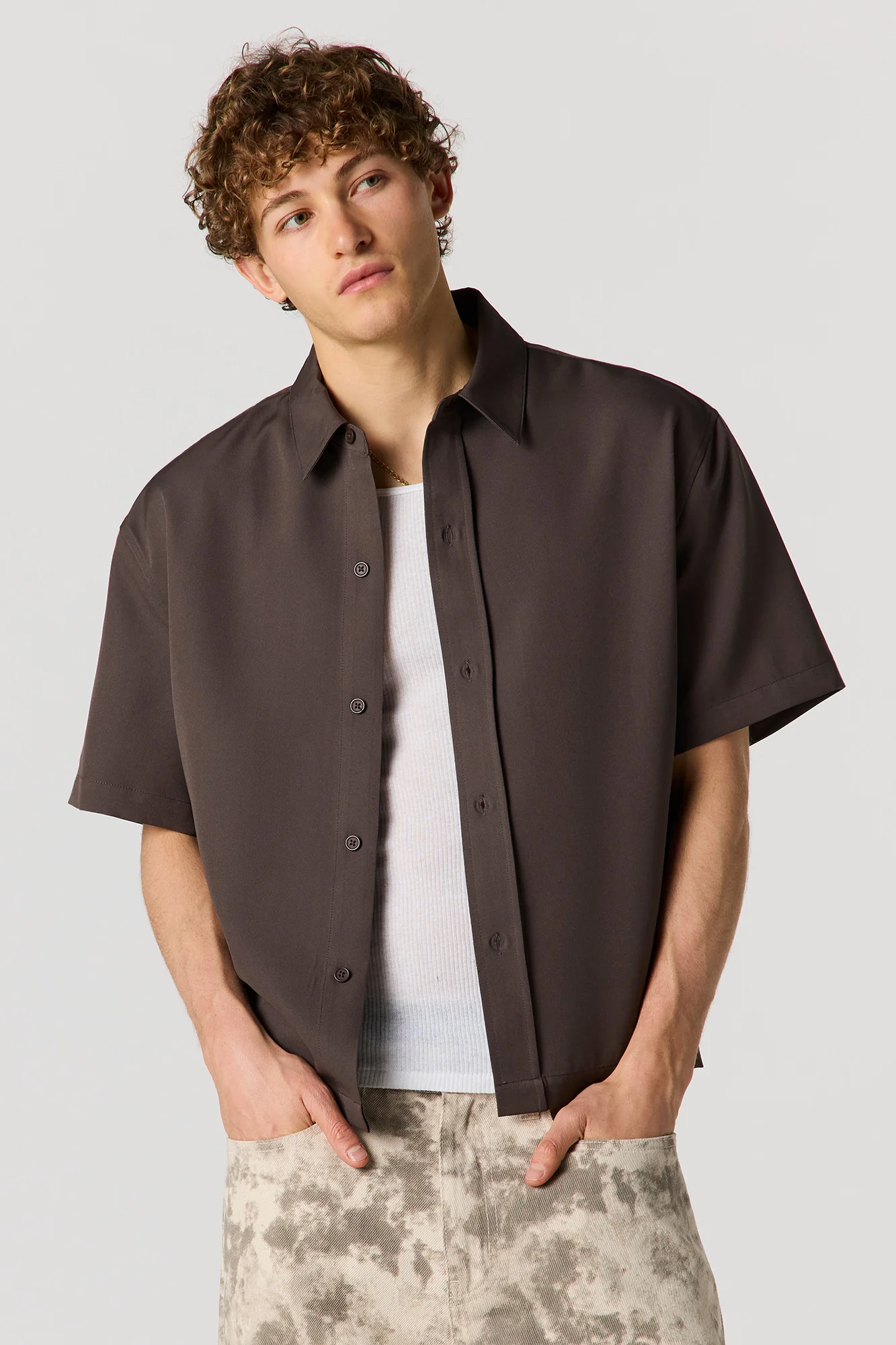 Boxy Button-Up Collared Top - Image 7