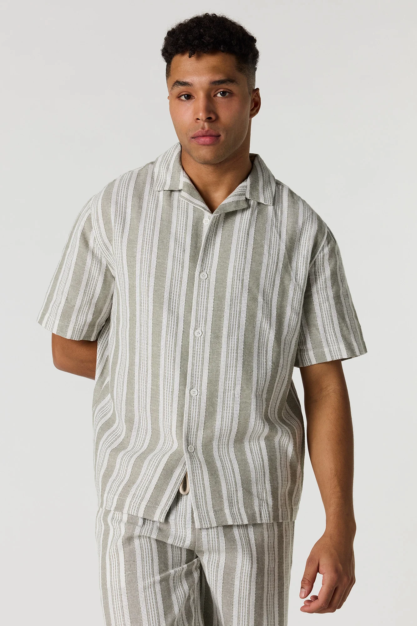 Textured Striped Button-Up Top - Image 7