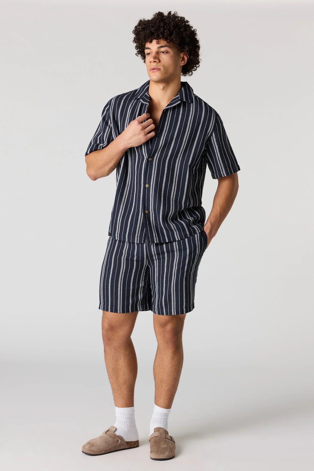 Textured Striped Button-Up Top - Image 3