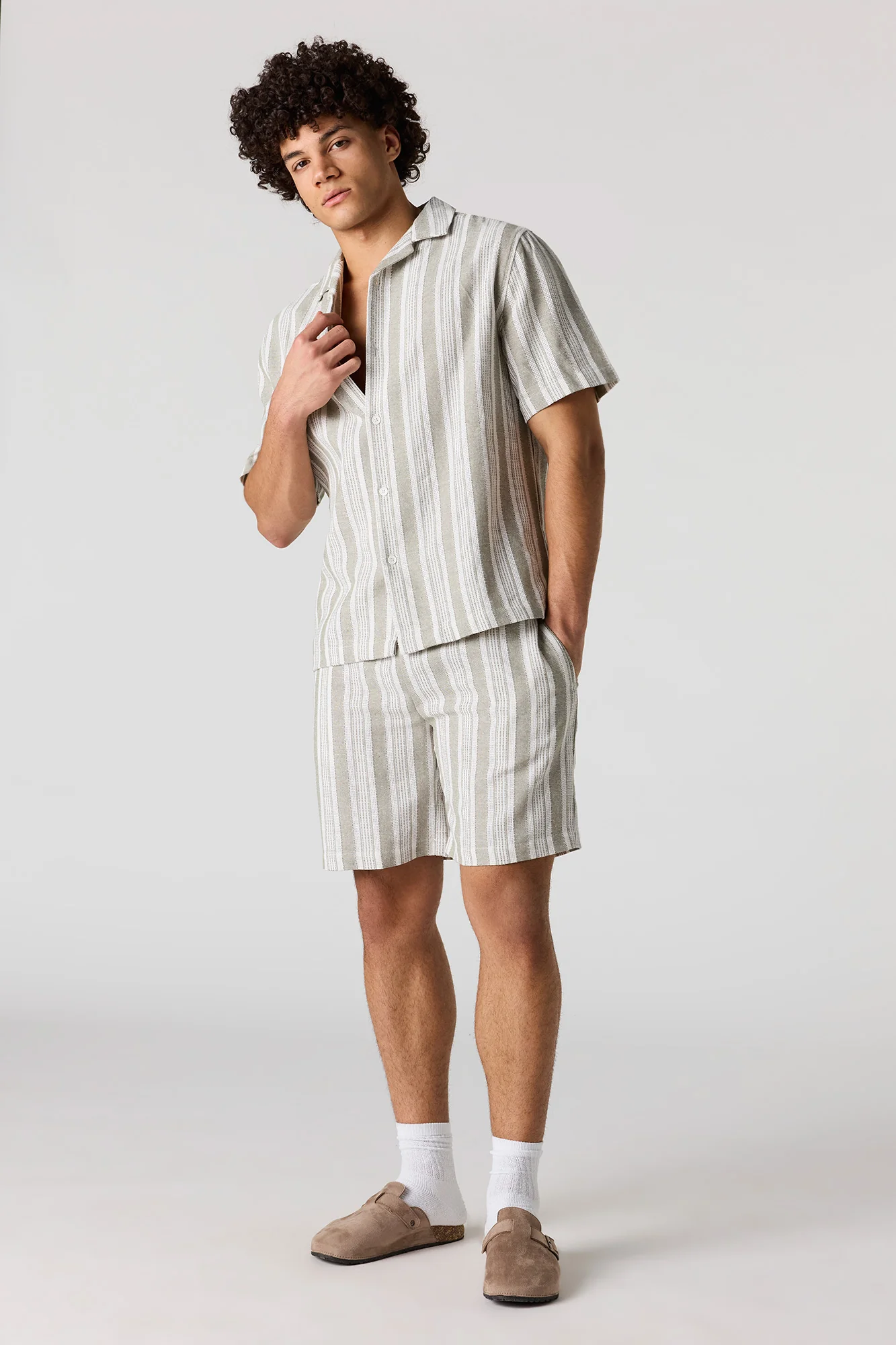 Textured Striped Button-Up Top - Image 6