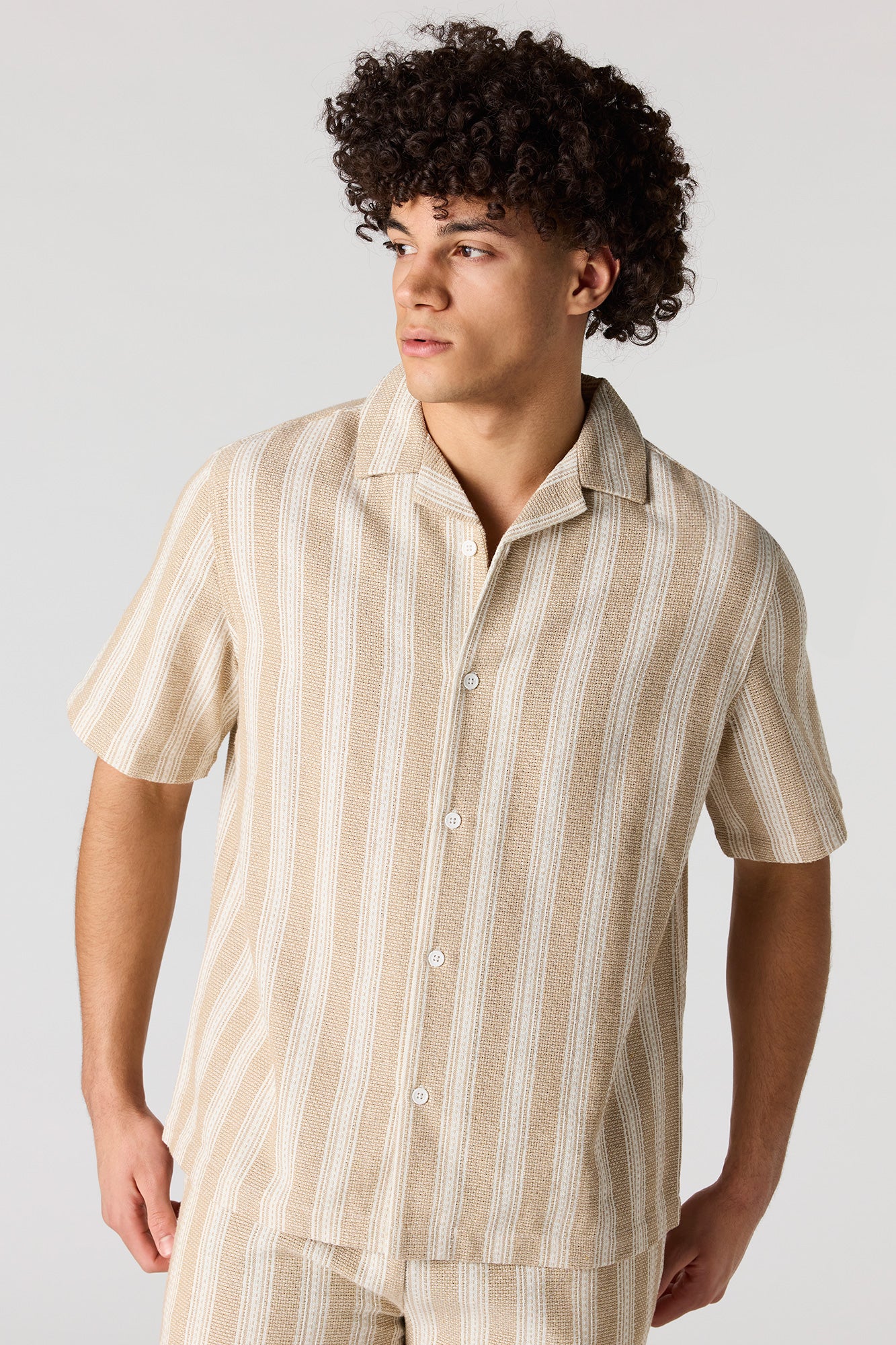 Textured Striped Button-Up Top - Image 7
