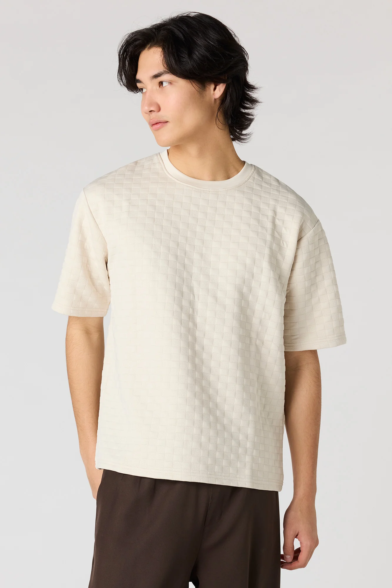 Checkered Textured Boxy T-Shirt - Image 8