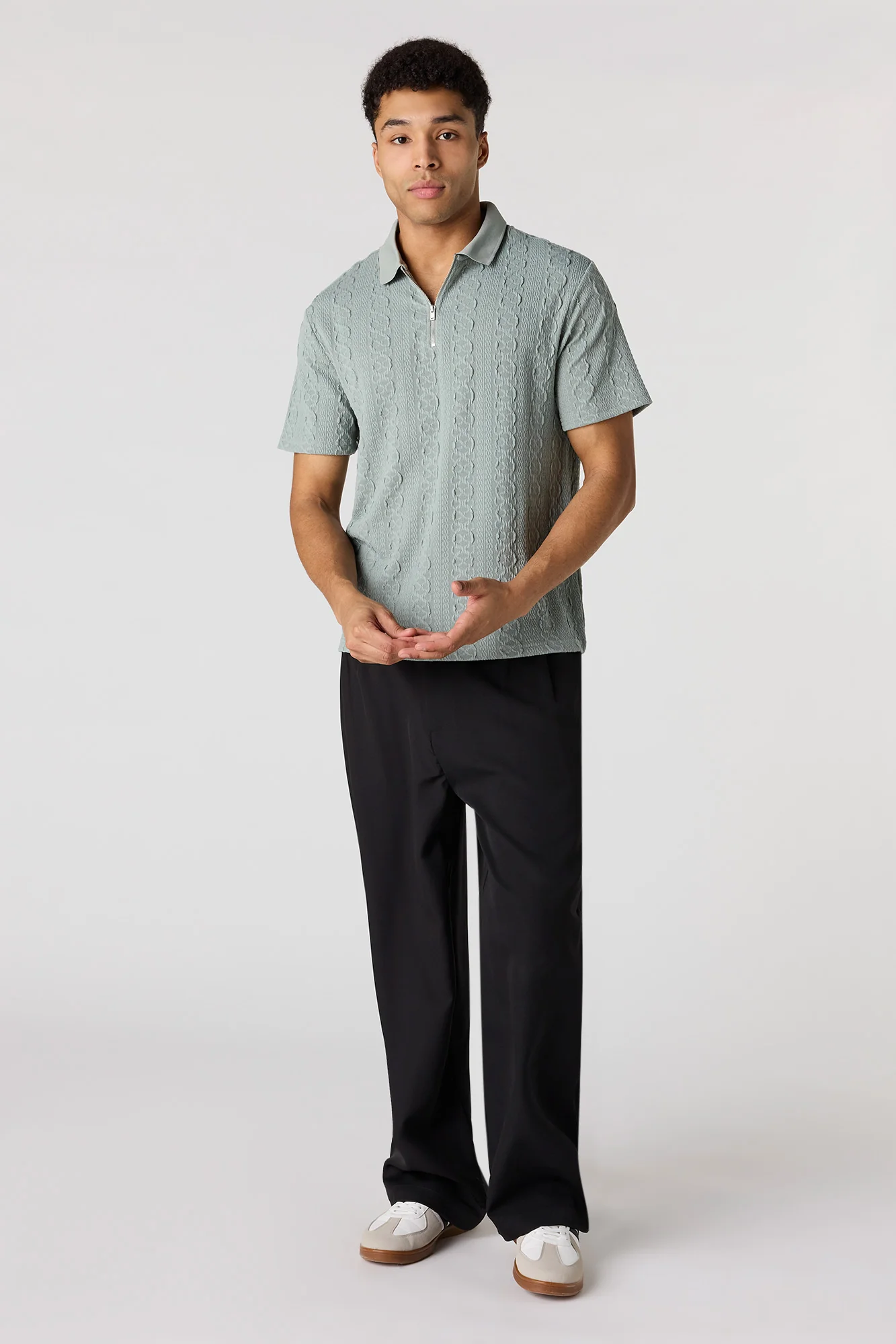 Textured Zip Polo - Image 3