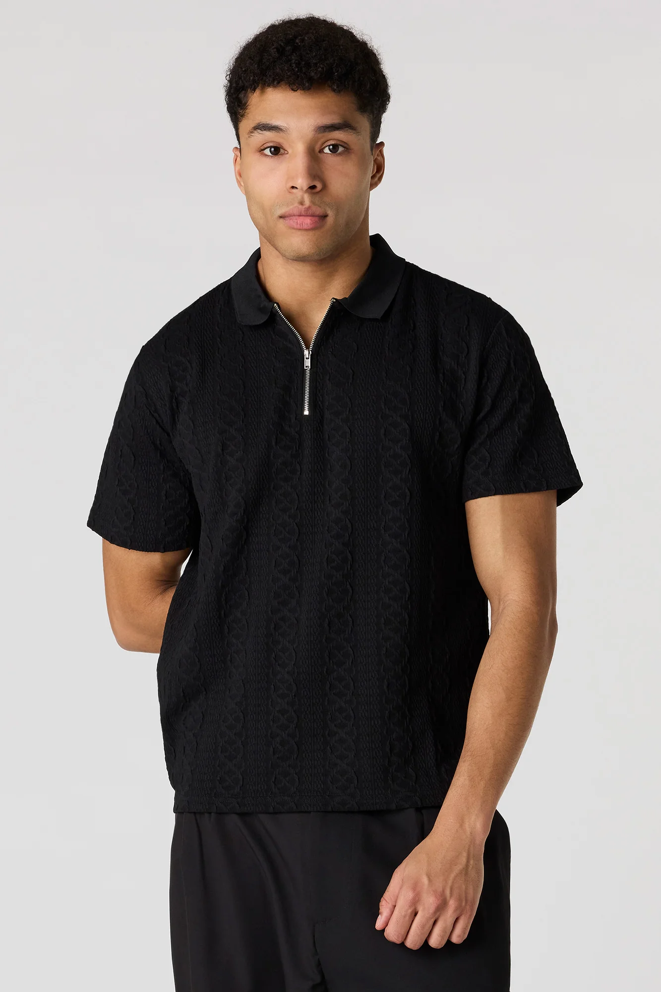 Textured Zip Polo - Image 4