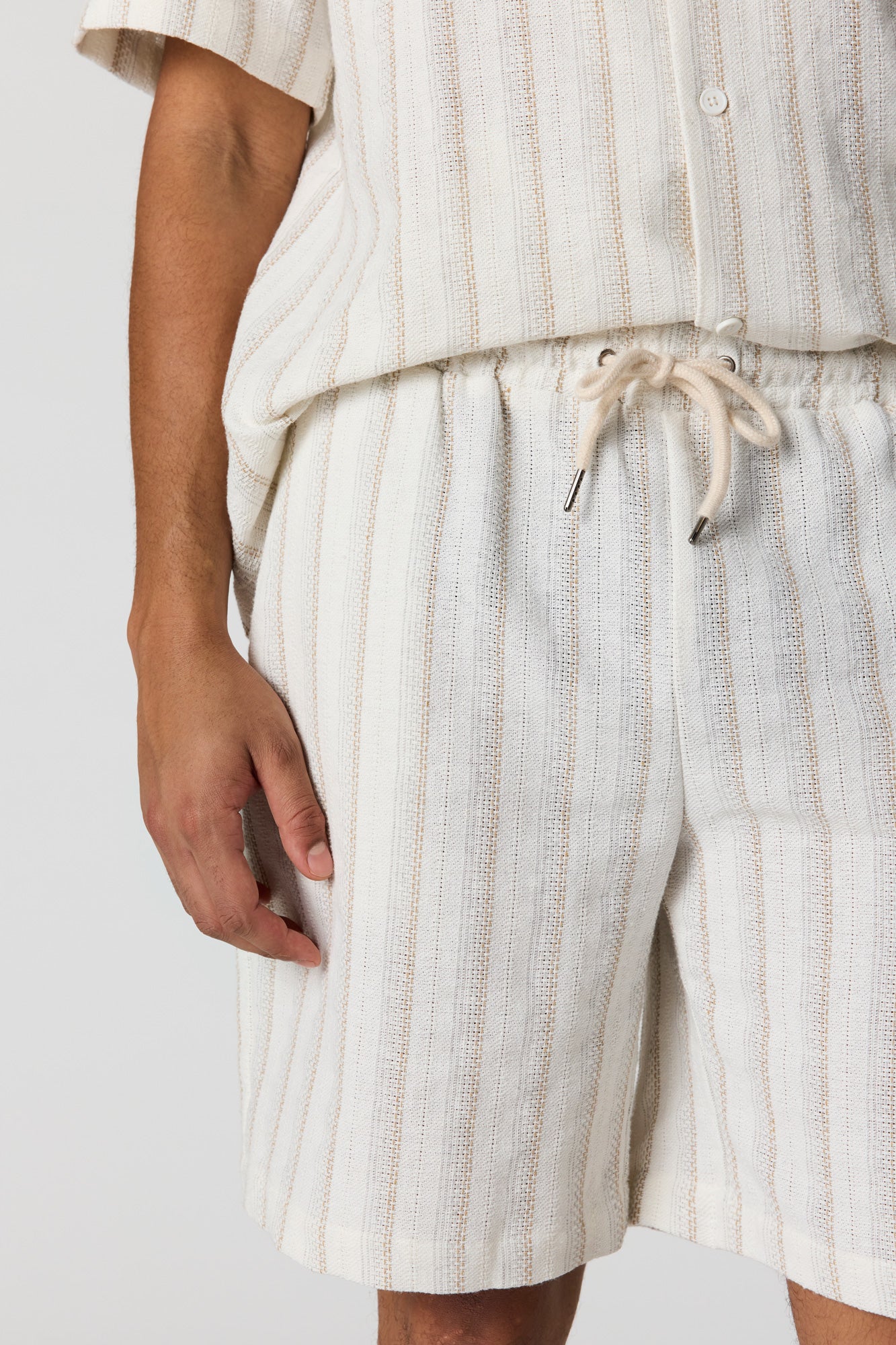 Textured Striped Drawstring Short - Image 4