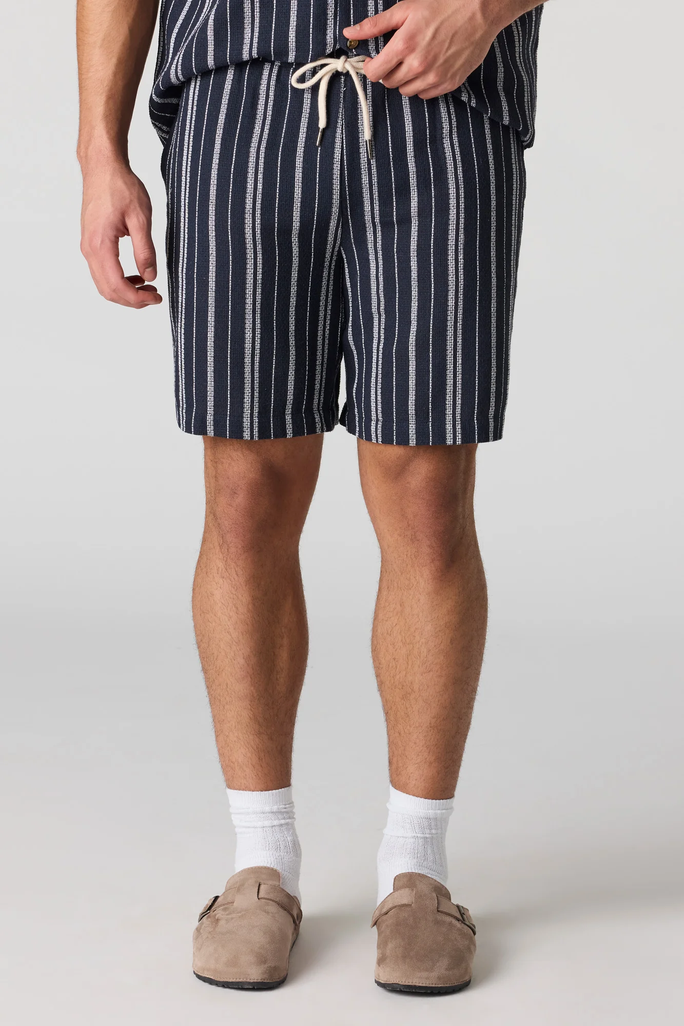 Textured Striped Drawstring Short