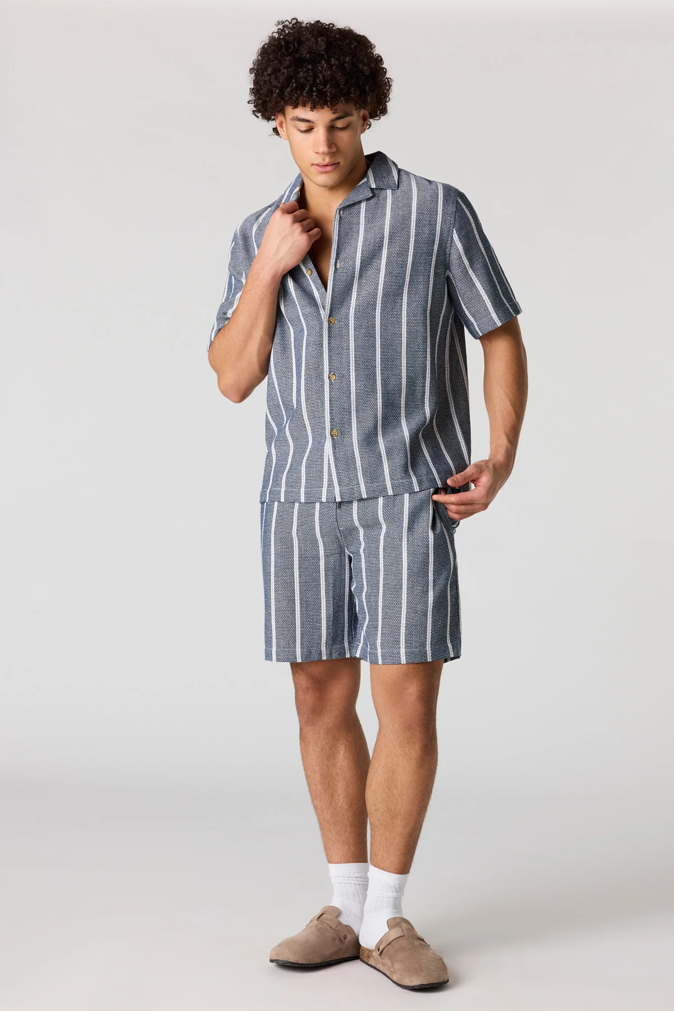 Textured Striped Drawstring Short - Image 11