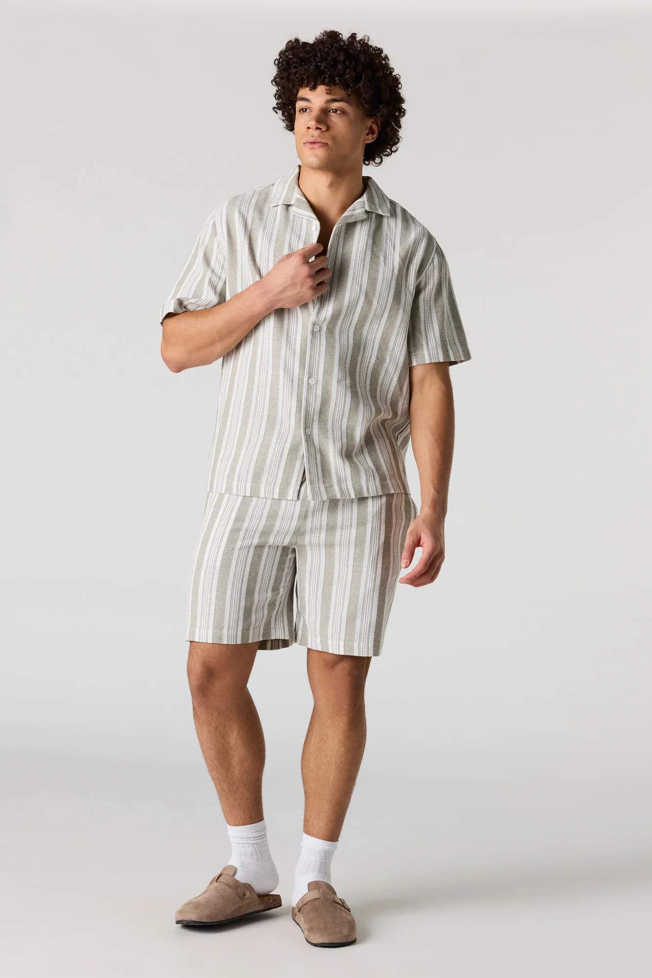 Textured Striped Drawstring Short - Image 5