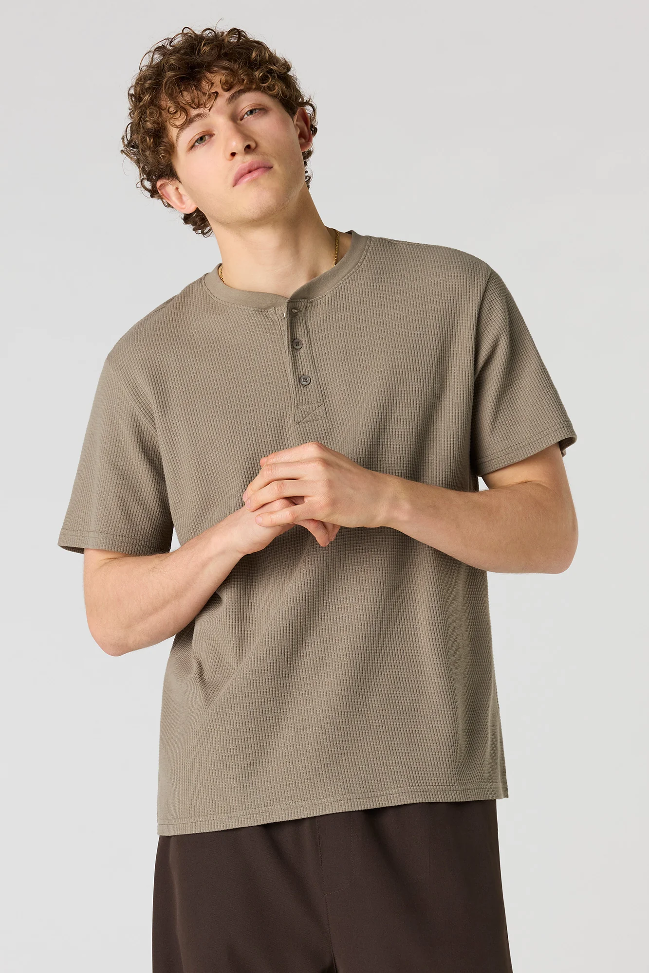 Waffle Knit Henley T-Shirt - Image 10