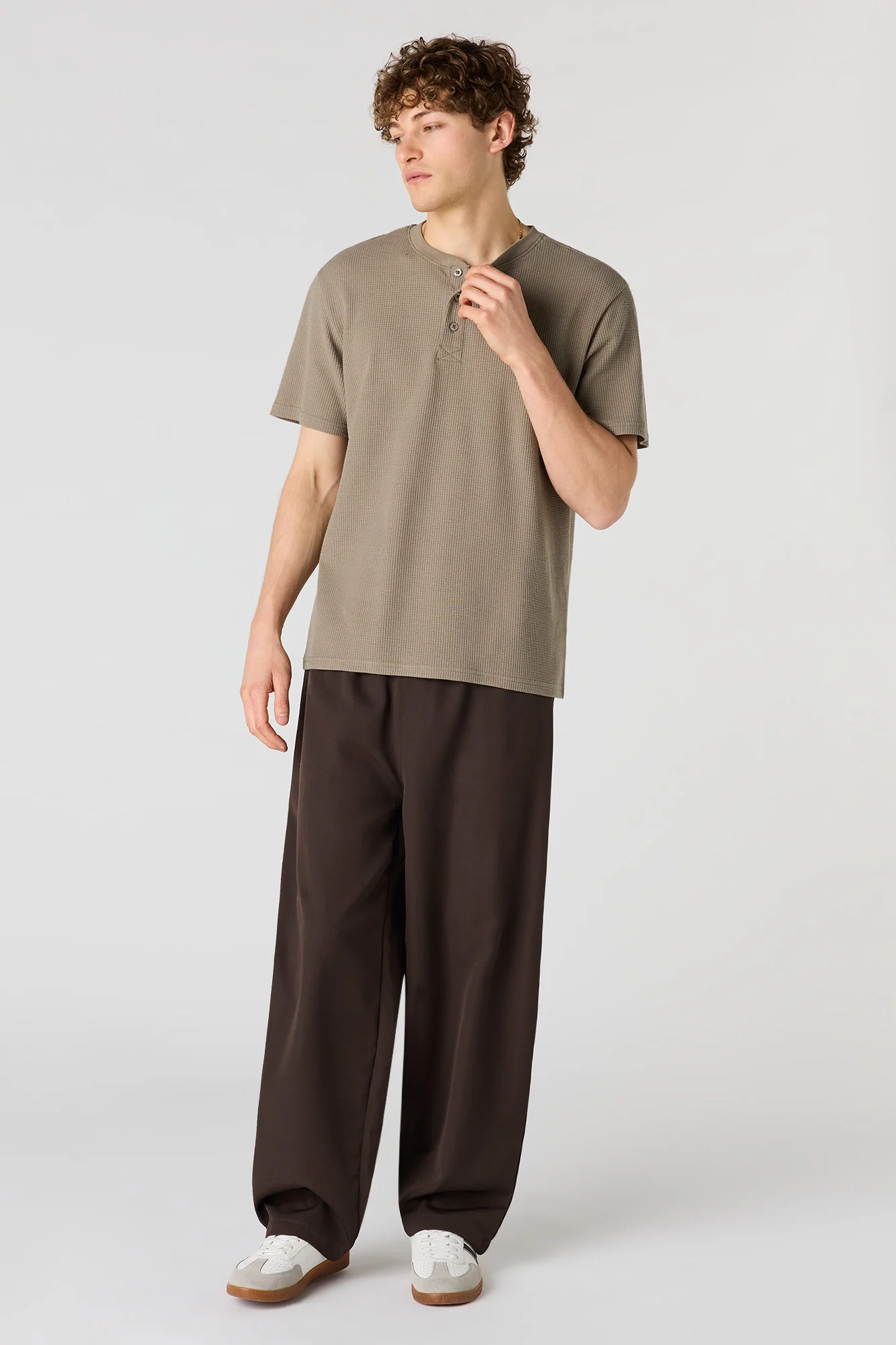 Waffle Knit Henley T-Shirt - Image 12