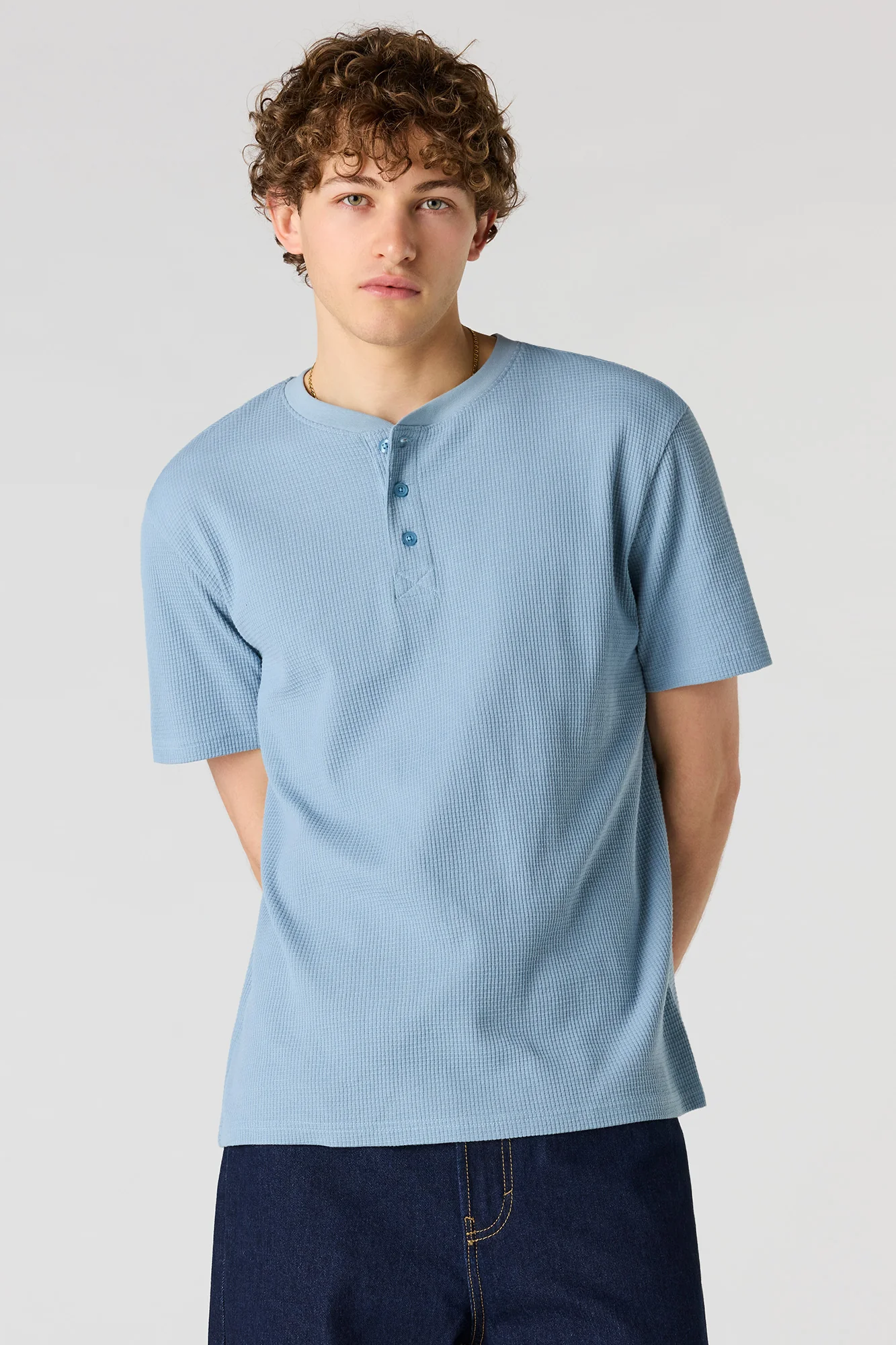Waffle Knit Henley T-Shirt - Image 13