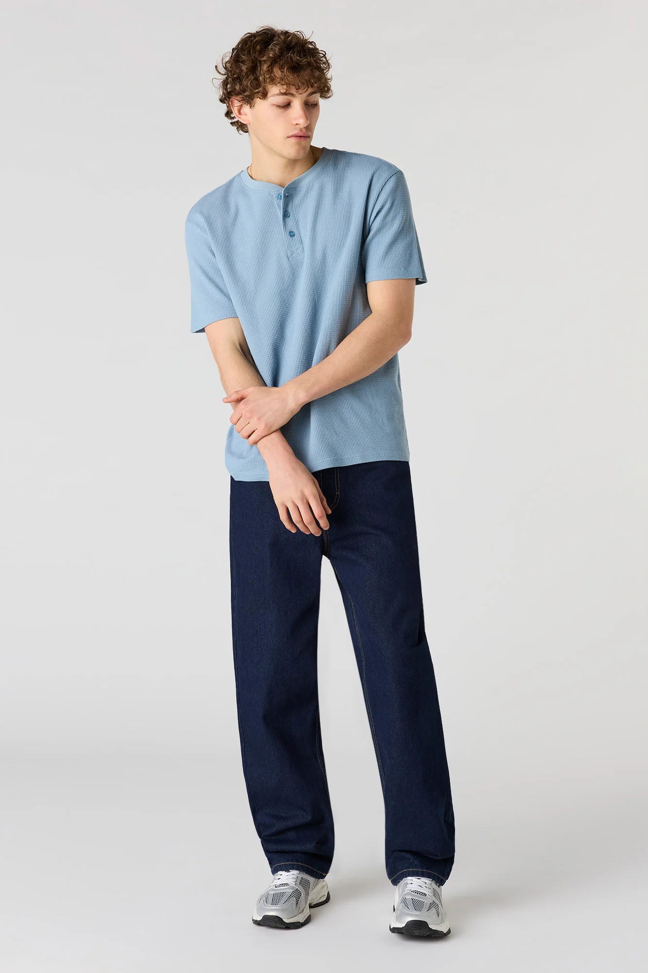 Waffle Knit Henley T-Shirt - Image 15