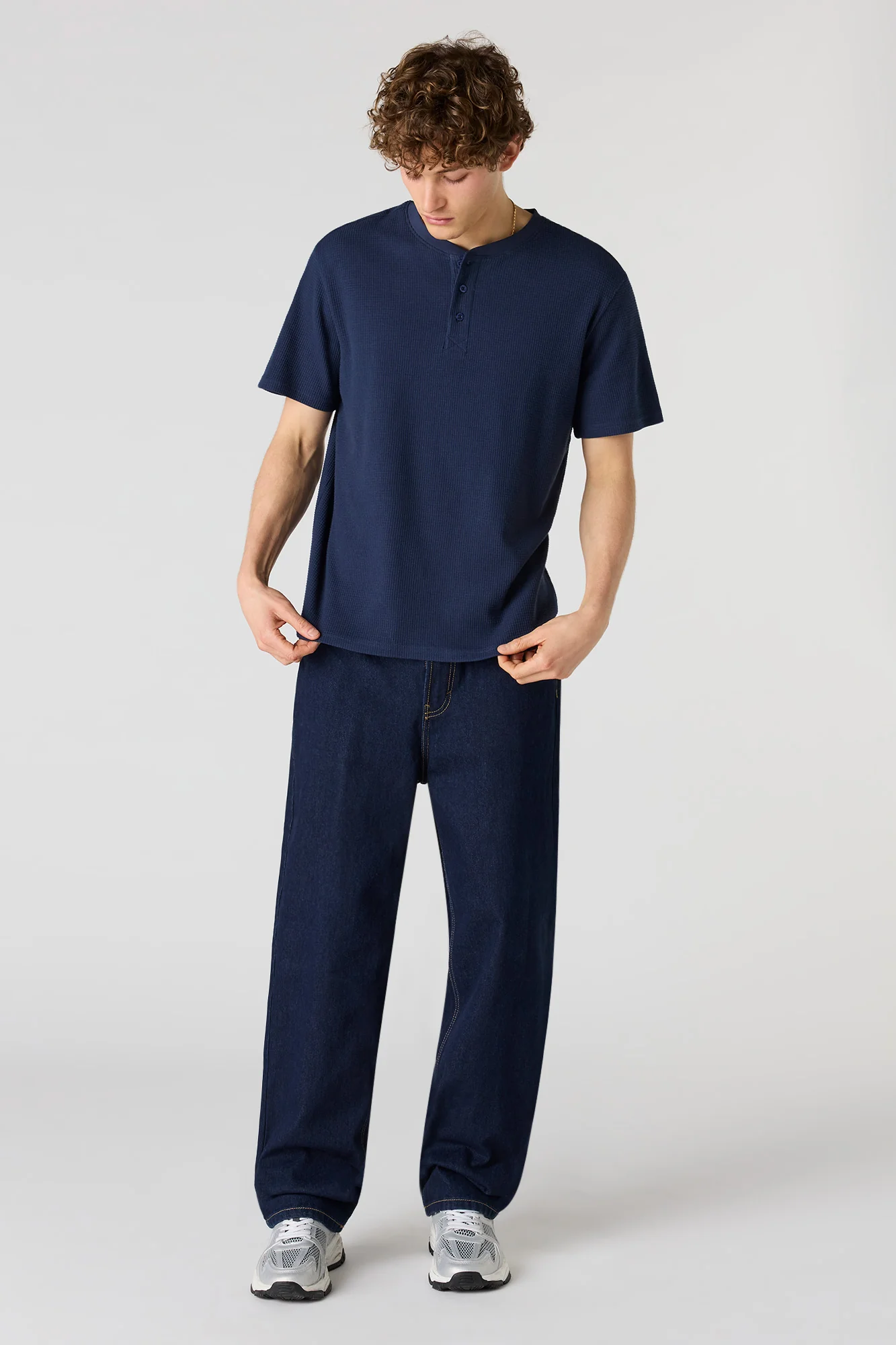 Waffle Knit Henley T-Shirt - Image 18