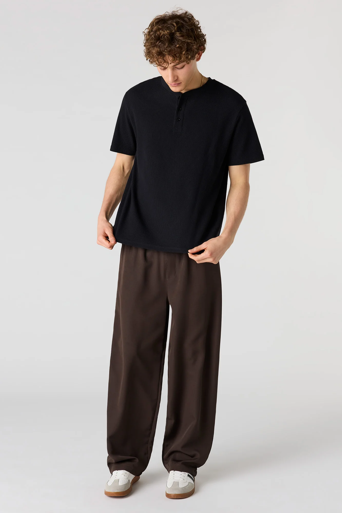 Waffle Knit Henley T-Shirt - Image 6