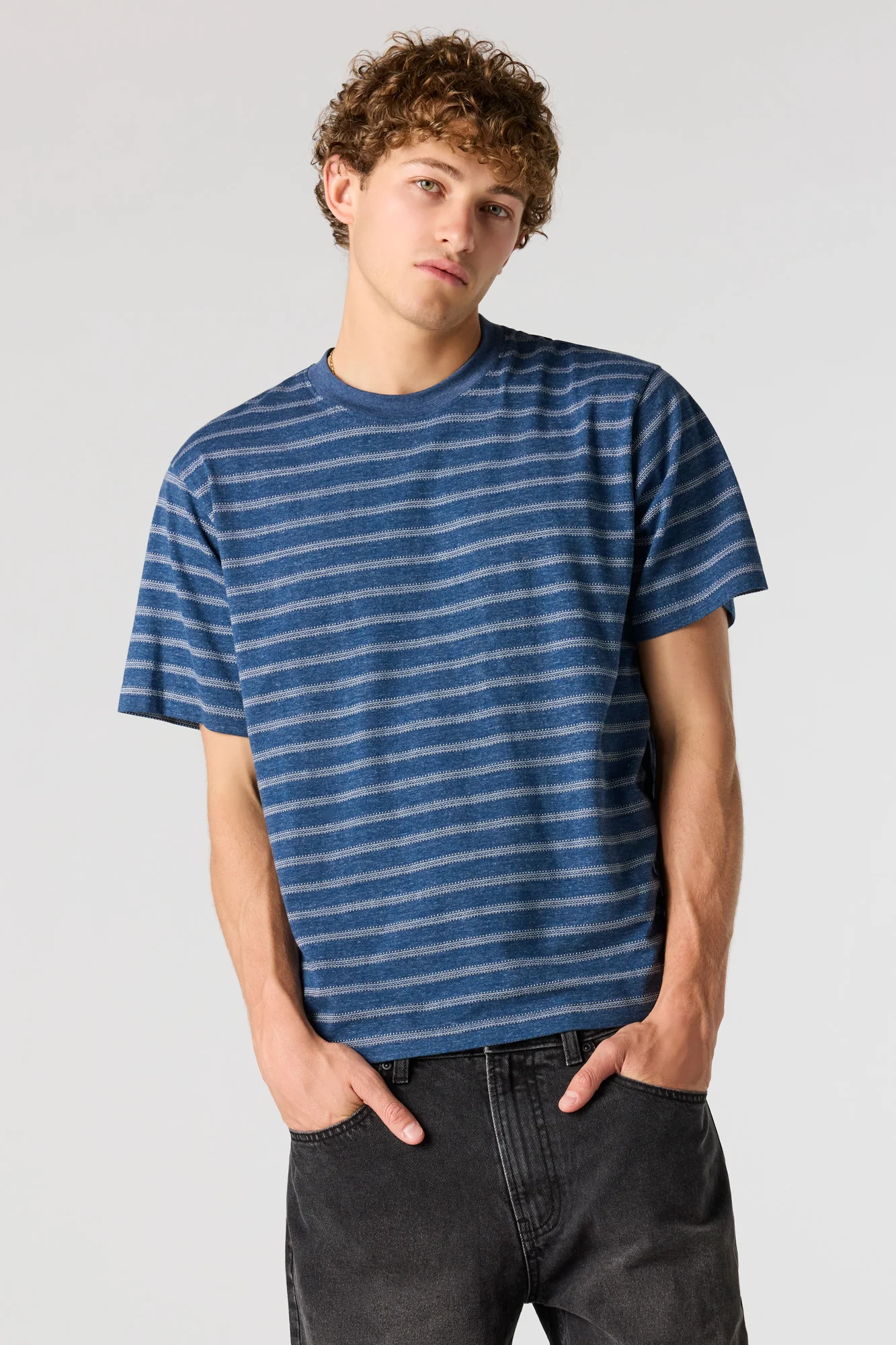Premium Heavyweight Cotton Jacquard Striped T-Shirt