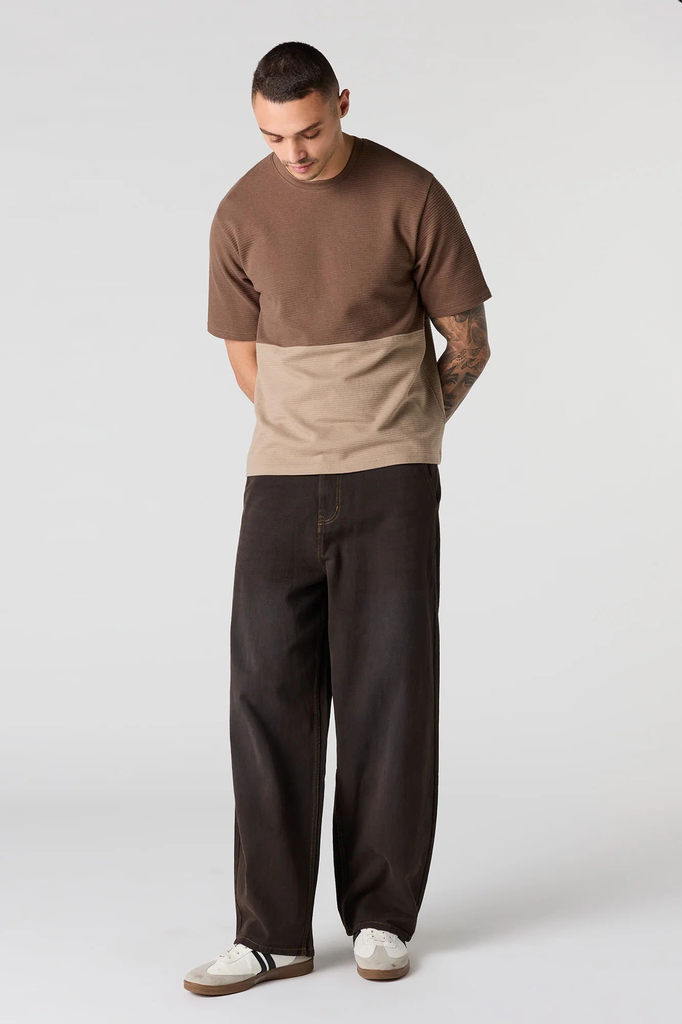 Premium Heavyweight Cotton Ribbed Colourblock T-Shirt - Image 12