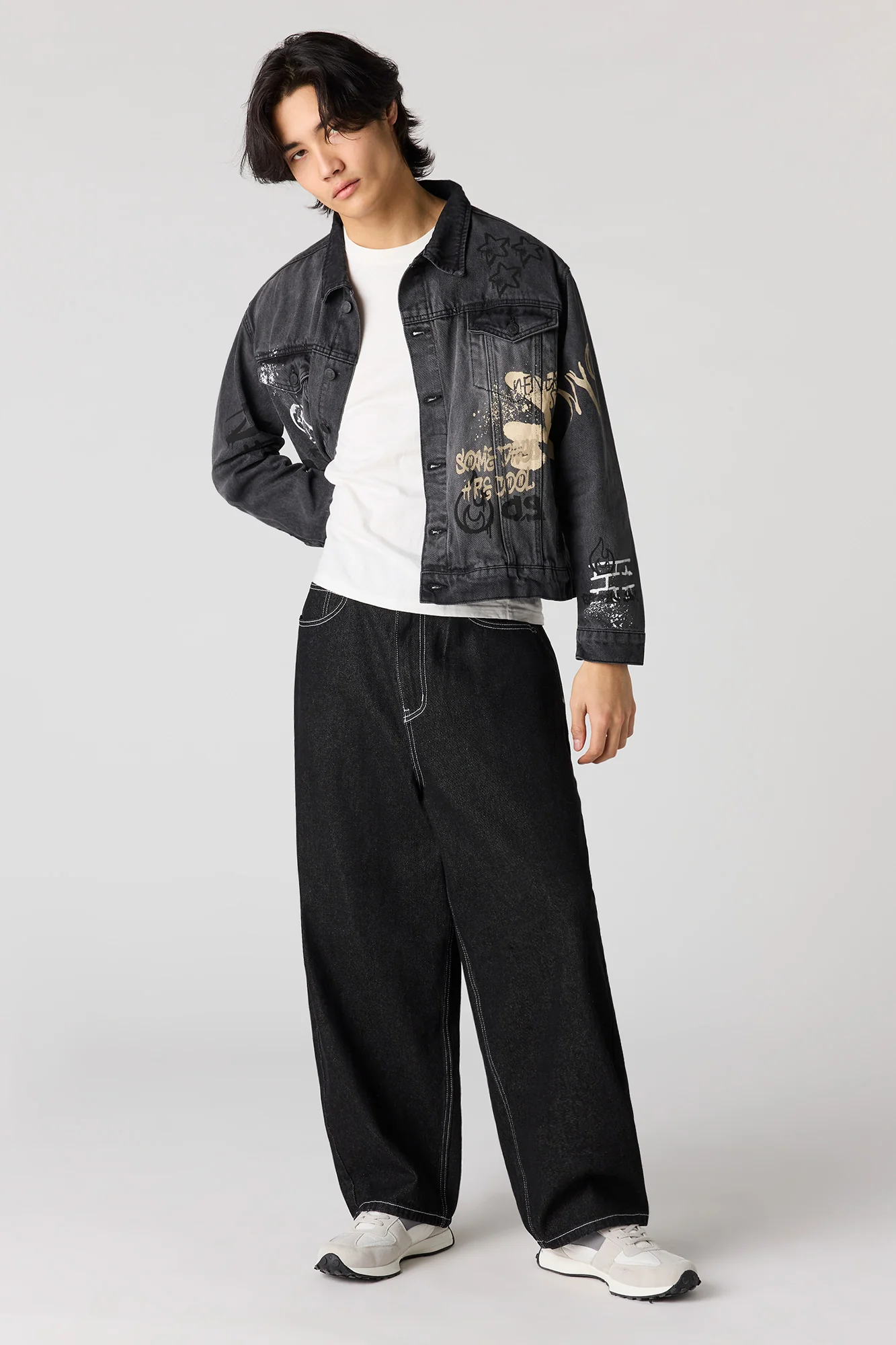 Graffiti Graphic Boxy Denim Jacket - Image 3