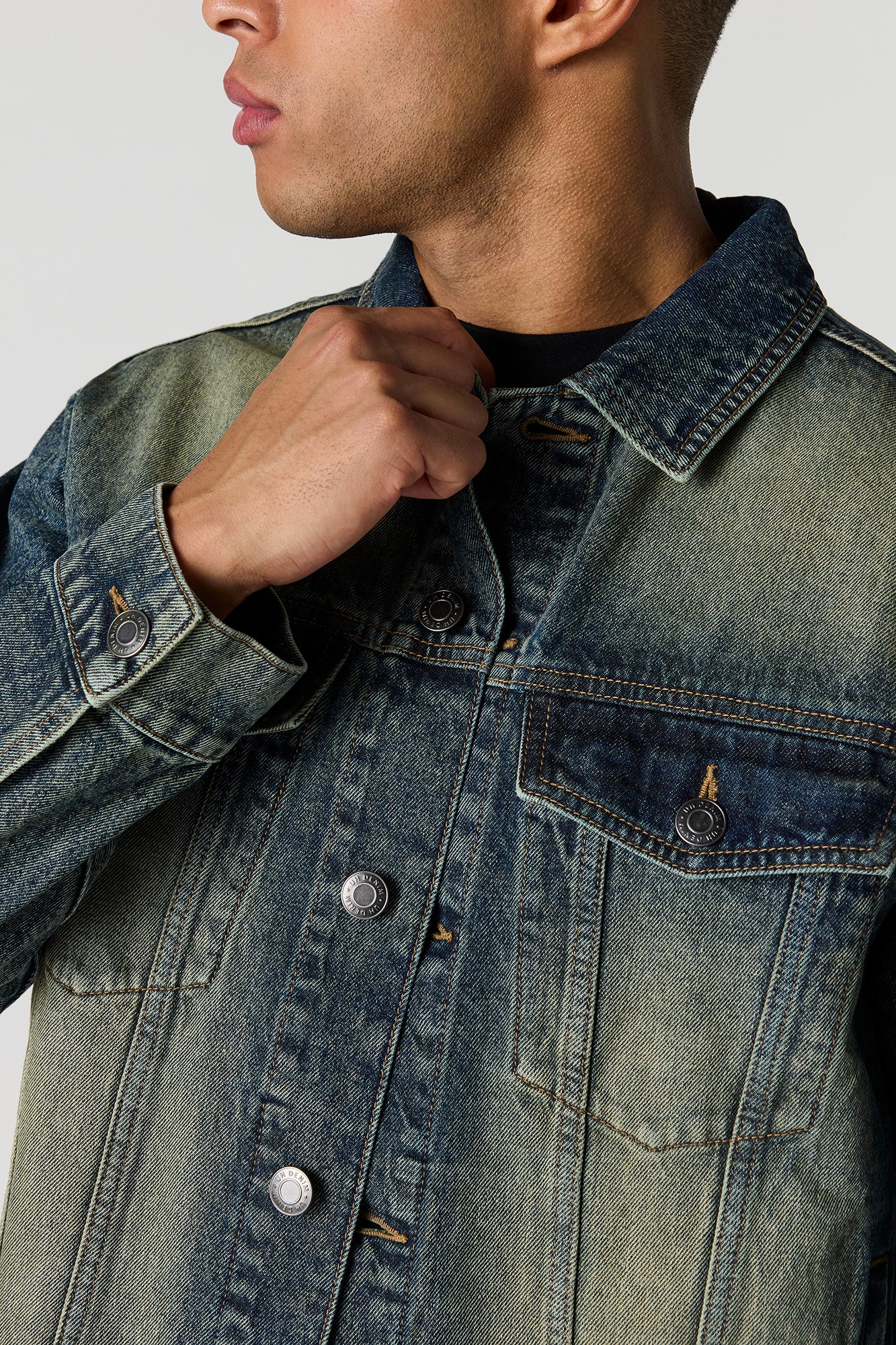 Dark Washed Denim Trucker Jacket - Image 4