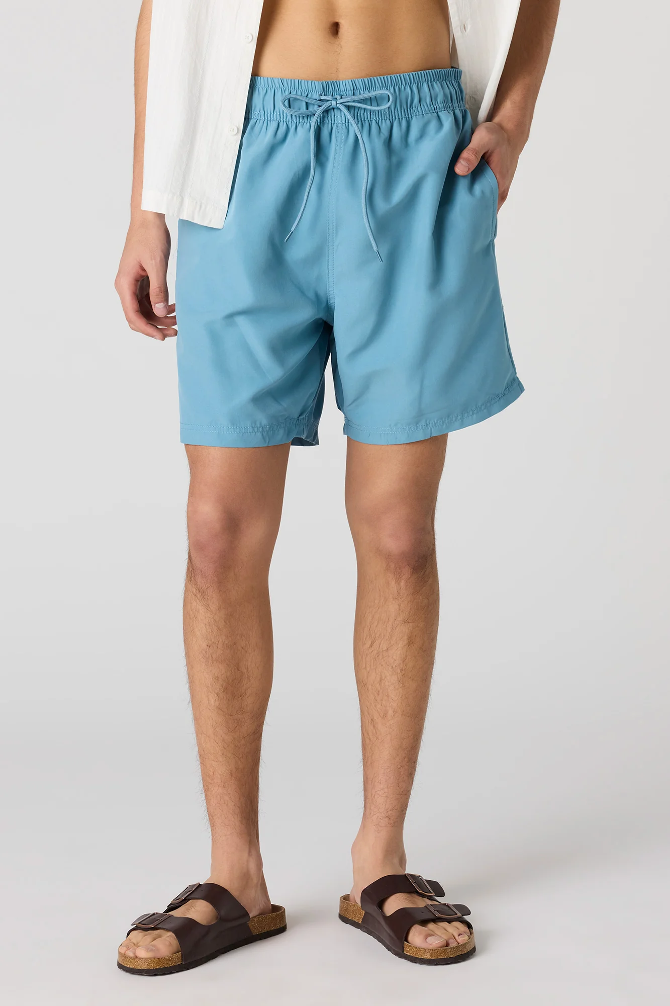 Solid Drawstring Swim Short