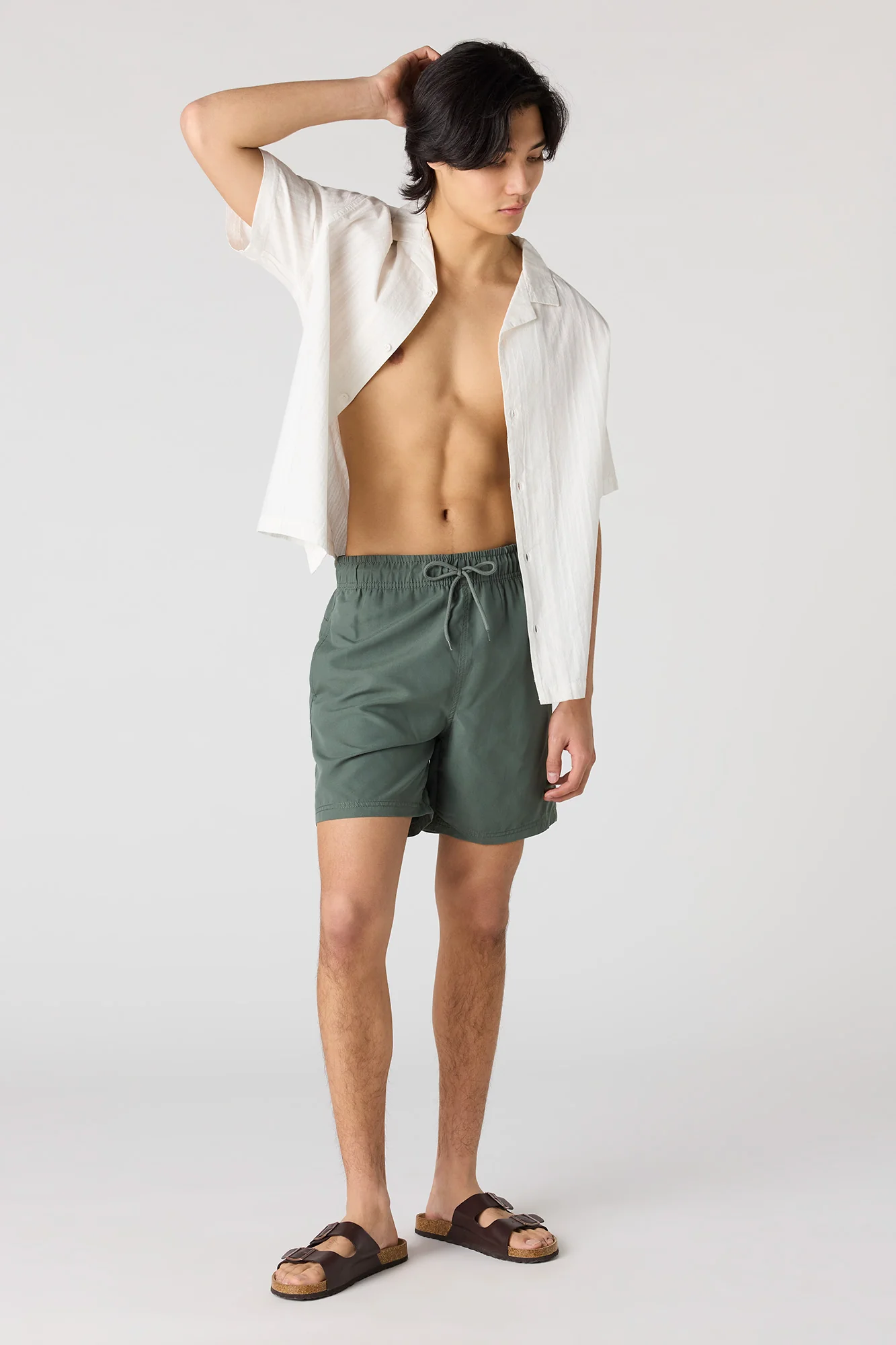 Solid Drawstring Swim Short - Image 14