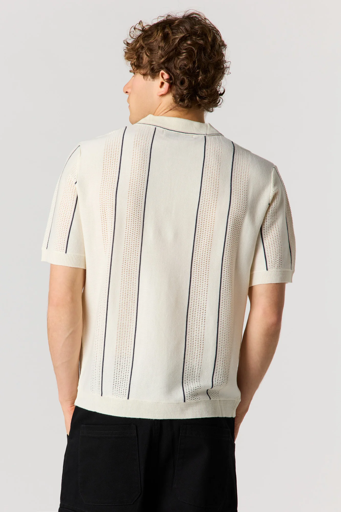 Textured Striped Polo Top - Image 5