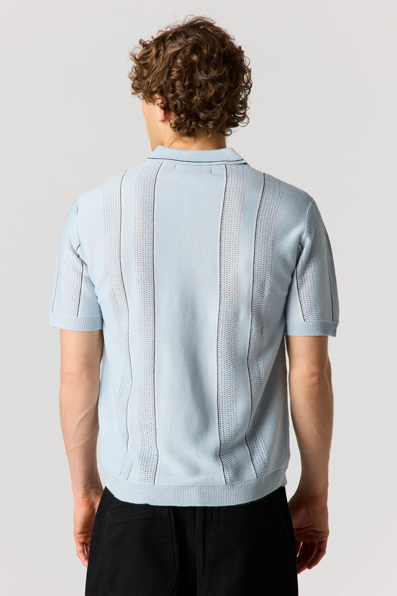 Textured Striped Polo Top - Image 8
