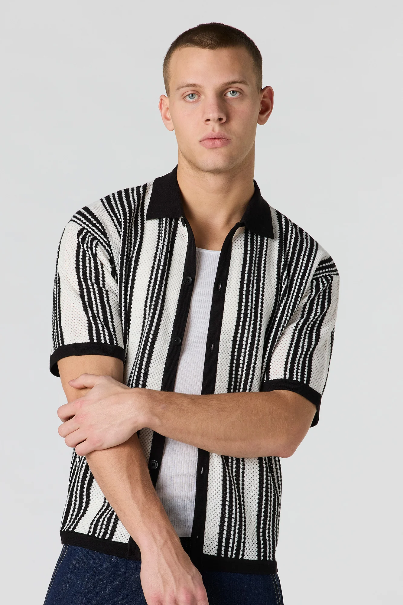Textured Knit Button-Up Top - Image 4