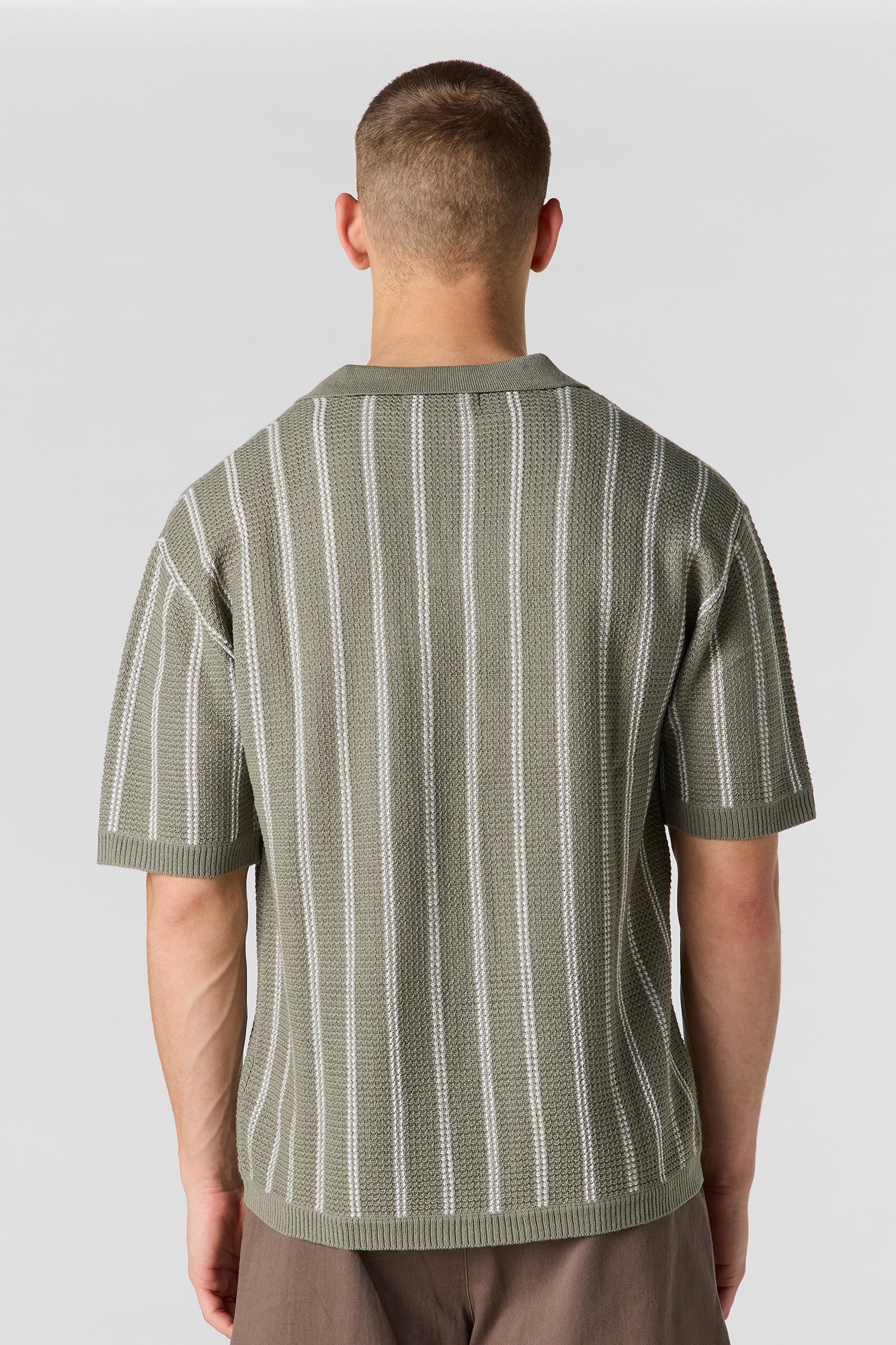 Textured Knit Johnny Collar Polo - Image 11