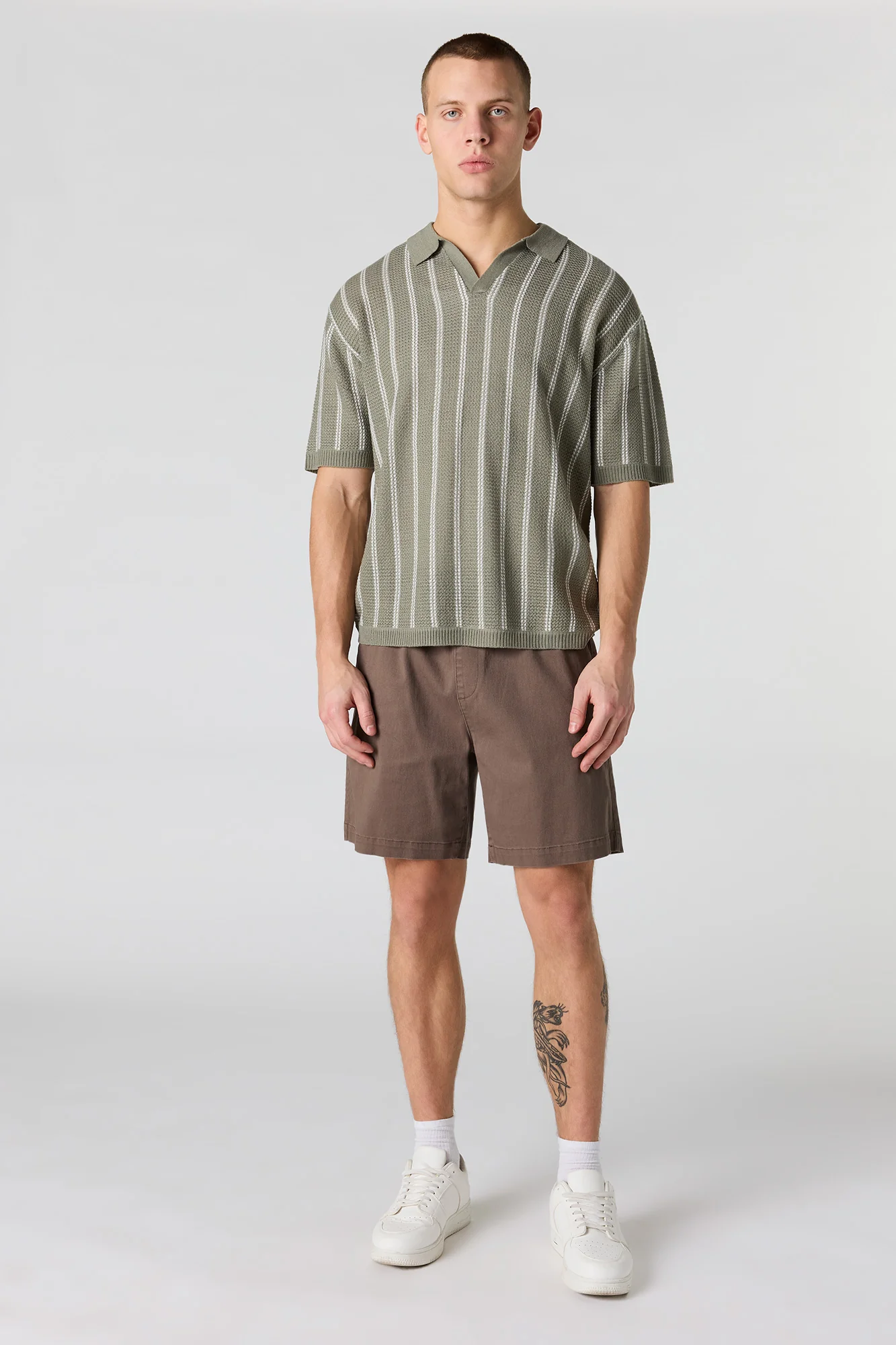 Textured Knit Johnny Collar Polo - Image 12
