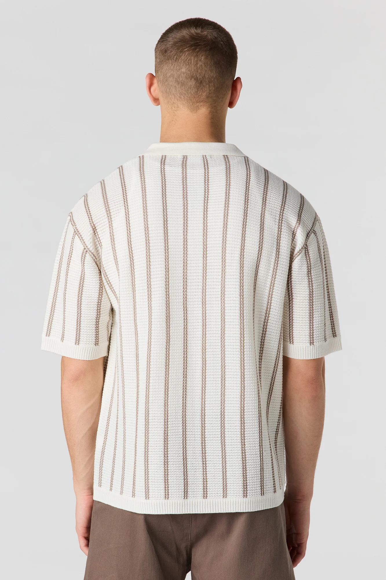 Textured Knit Johnny Collar Polo - Image 8