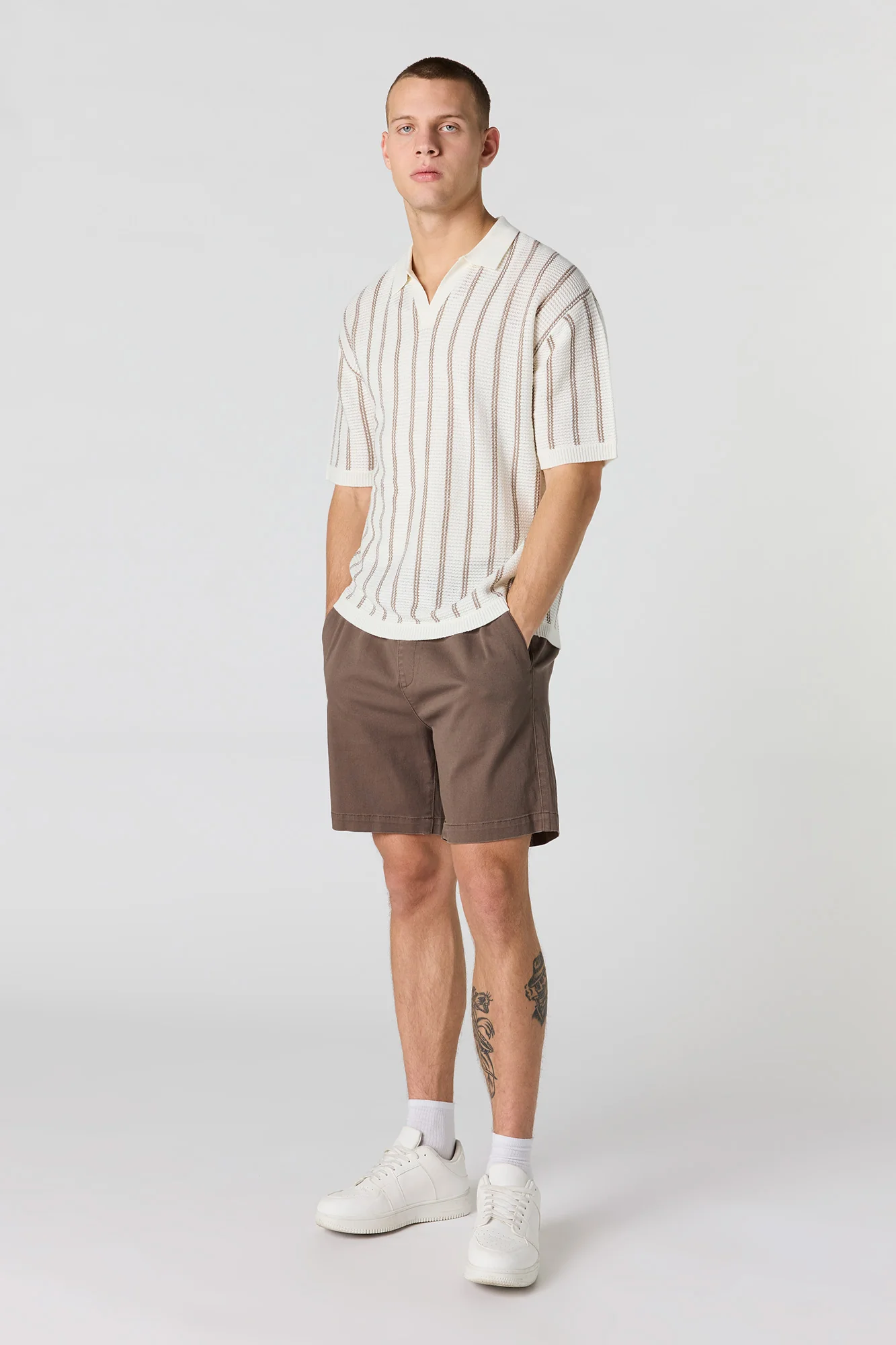Textured Knit Johnny Collar Polo - Image 9