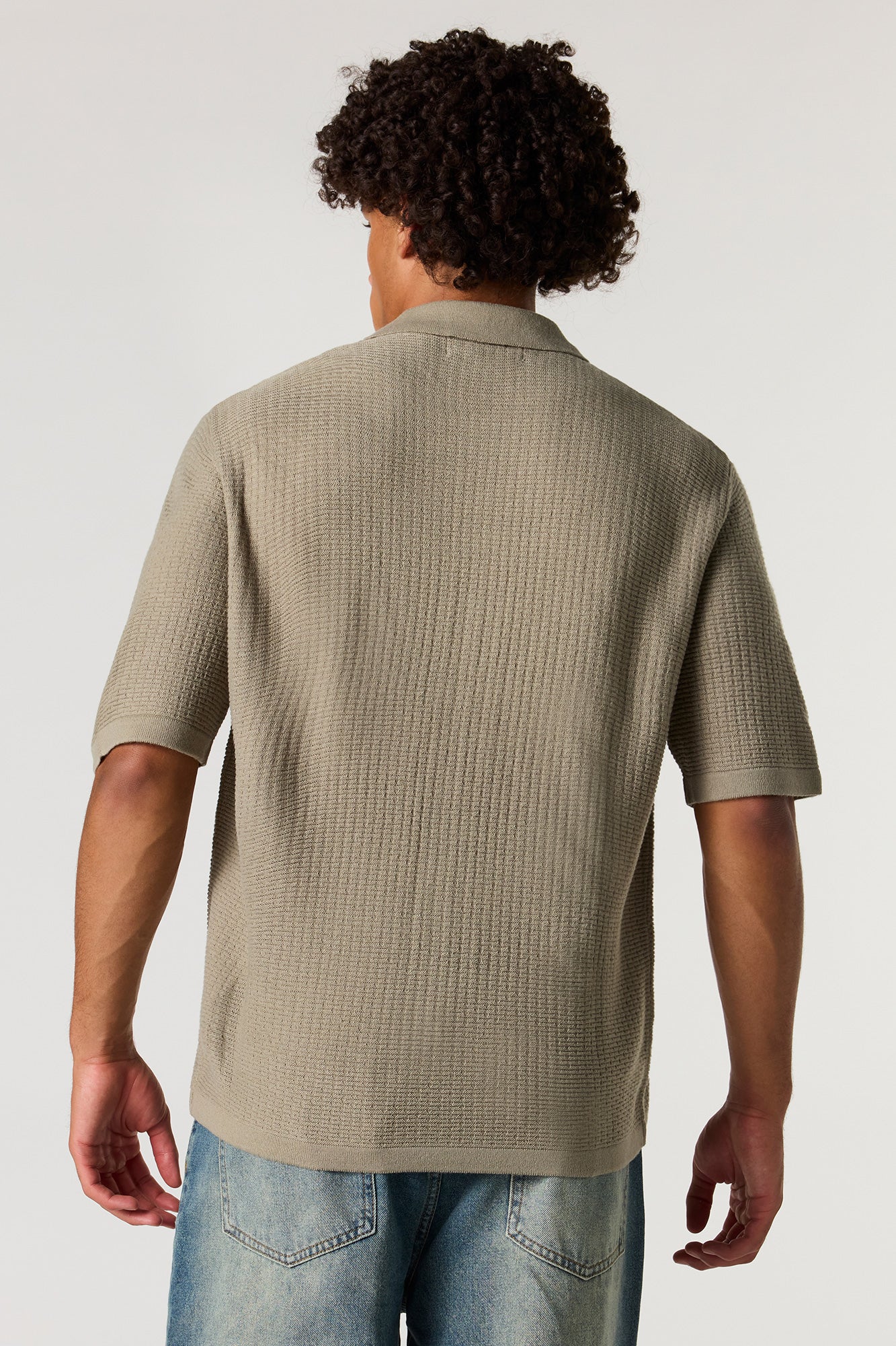 Boxy Jacquard Knit Button-Up Top - Image 8