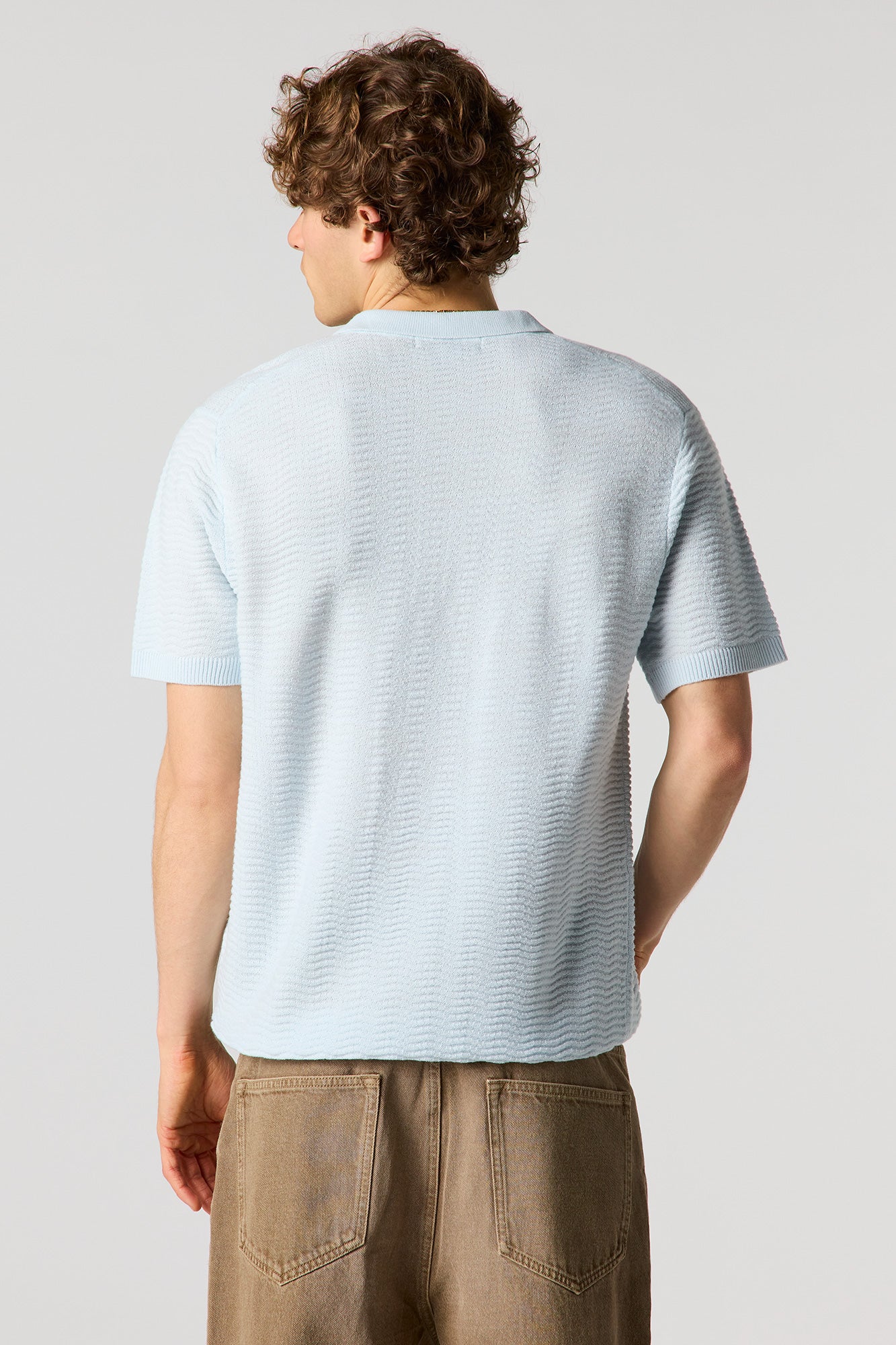 Quarter Zip Flat Collar Knit Top - Image 2
