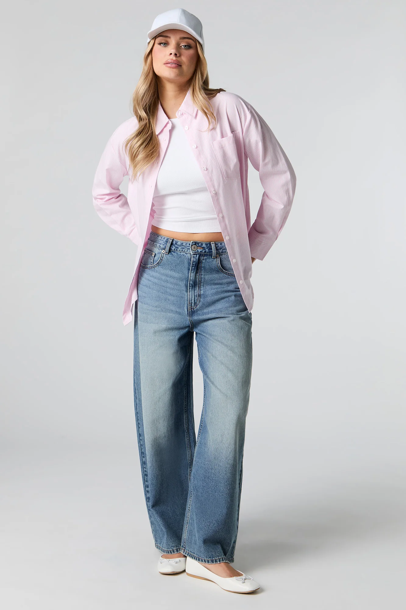 Oversized Long Sleeve Button-Up Top - Image 16