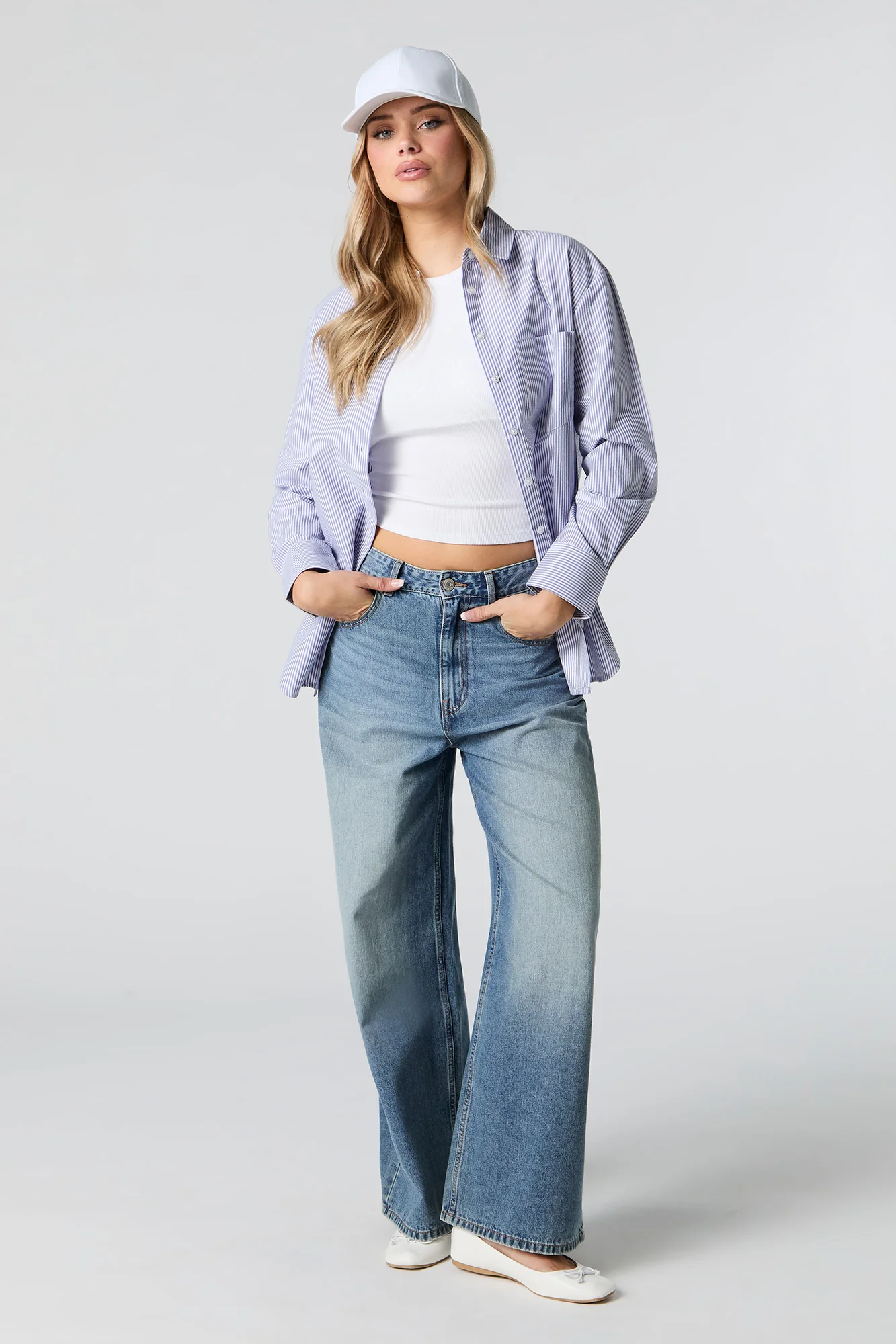 Oversized Long Sleeve Button-Up Top - Image 3