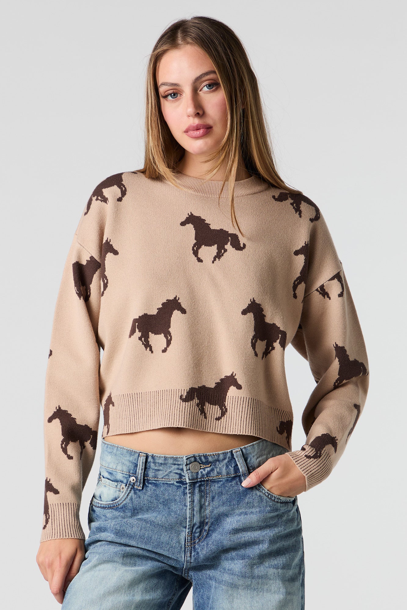 Chandail court en tricot de jacquard - Image 4